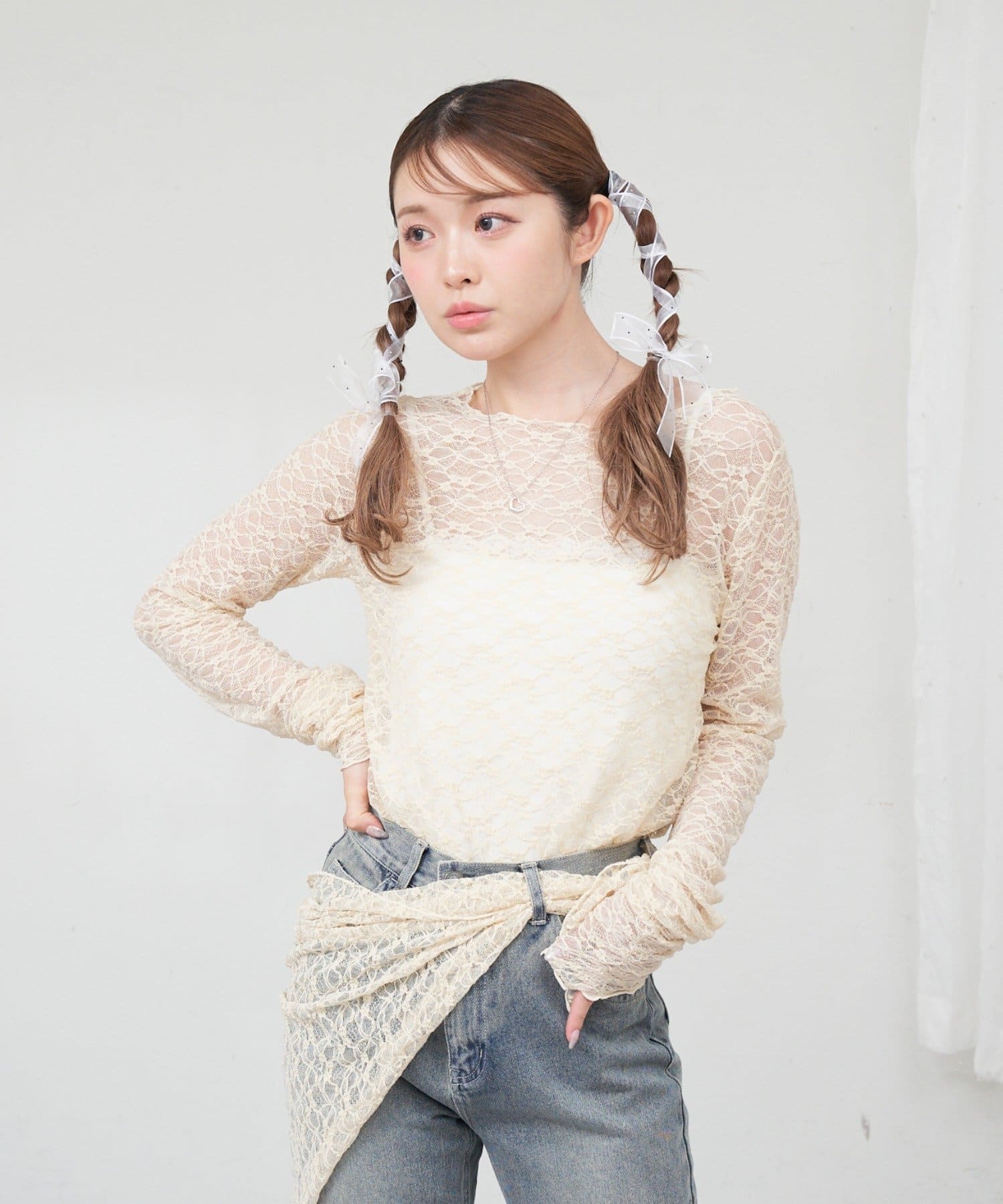 OUTLET(アウトレット) 【RAY CASSIN】【スカーフ付き】レーストップス インナーセット