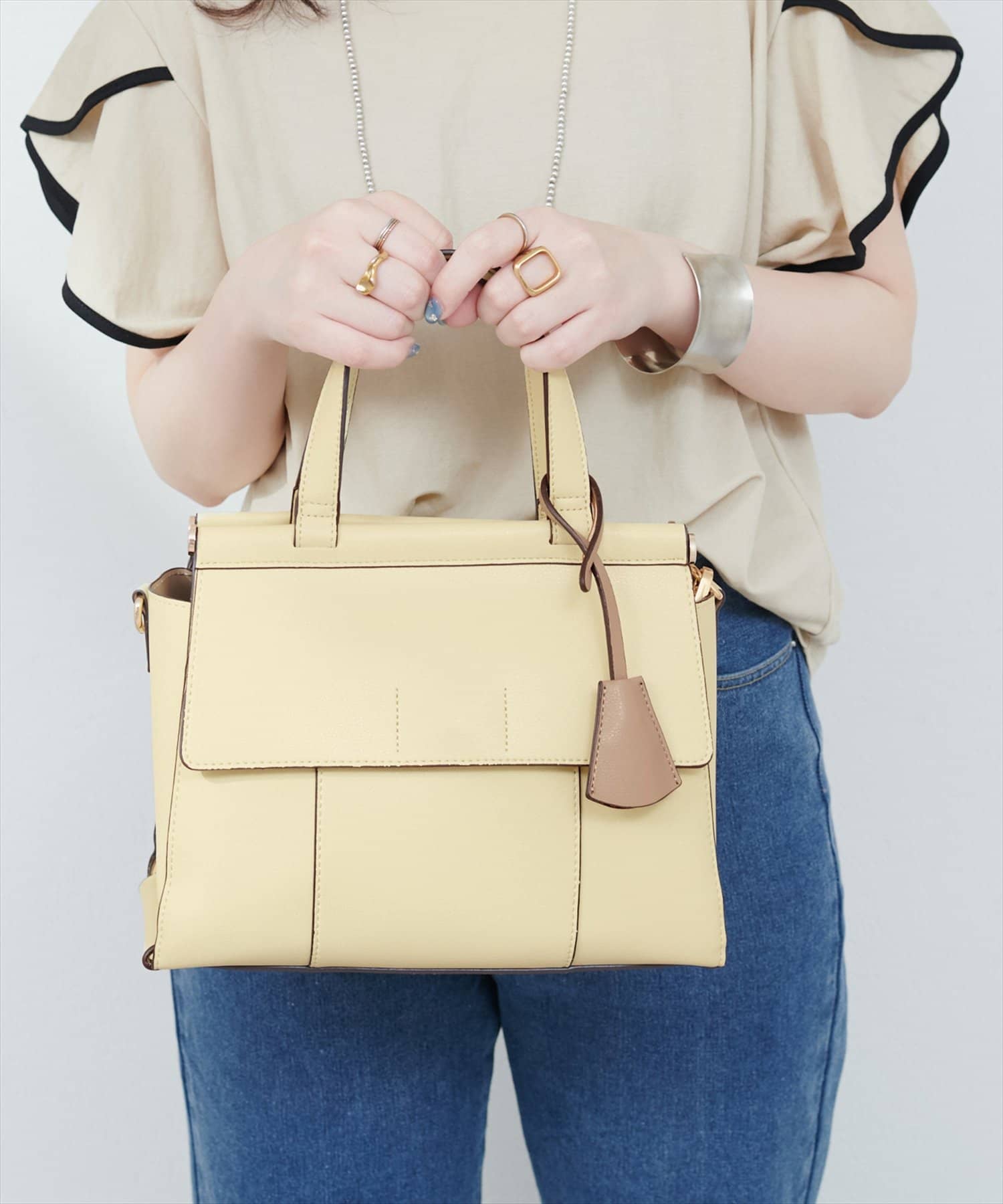 natural couture(ナチュラルクチュール) ダブルフラップ２ＷＡＹハンドバッグ