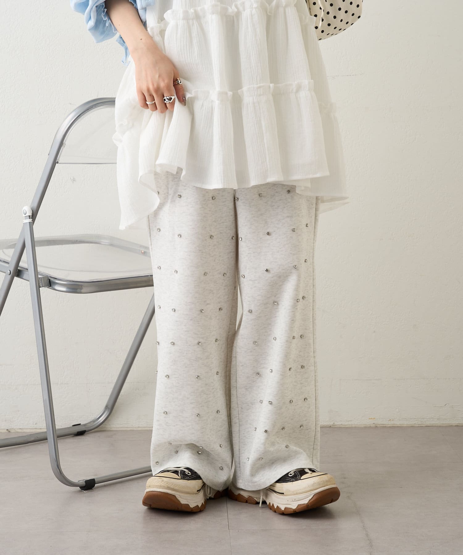 ビジュー付スウェットパンツ | w closet(ダブルクローゼット