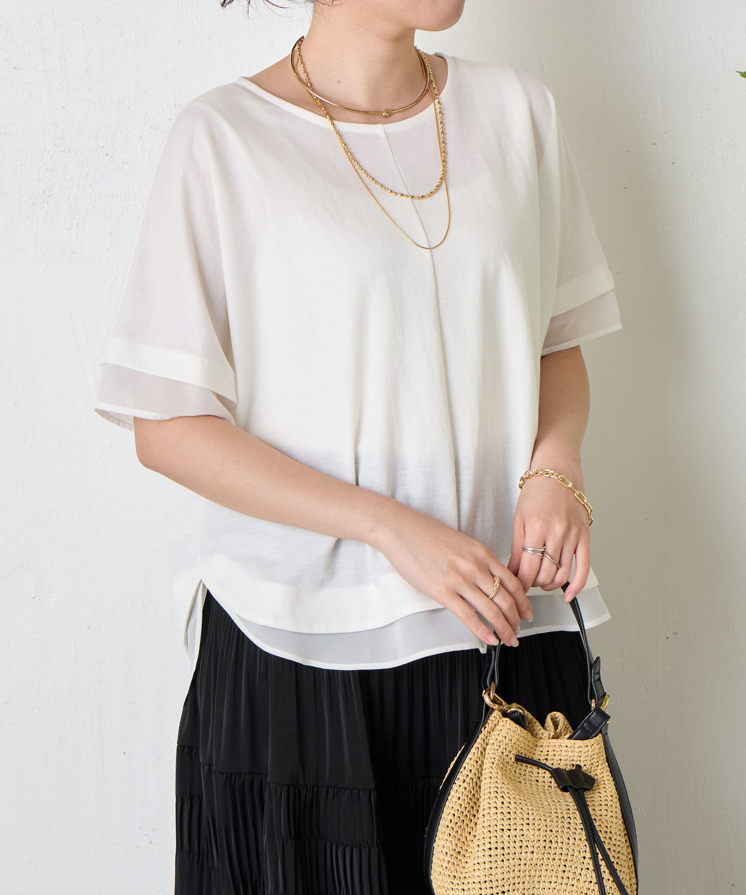 Jena　espace merveilleux(ジェナ　エスパスメルヴェイユ) シフォンレイヤードカットソー