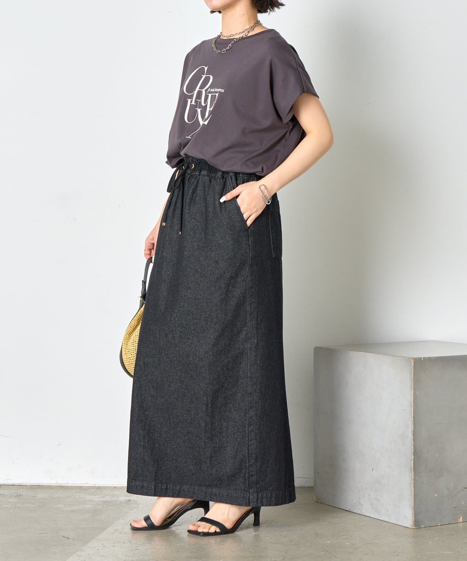 appeデニムスカートパンツ 夏でも履ける】Iラインデニムスカート | Jena espace