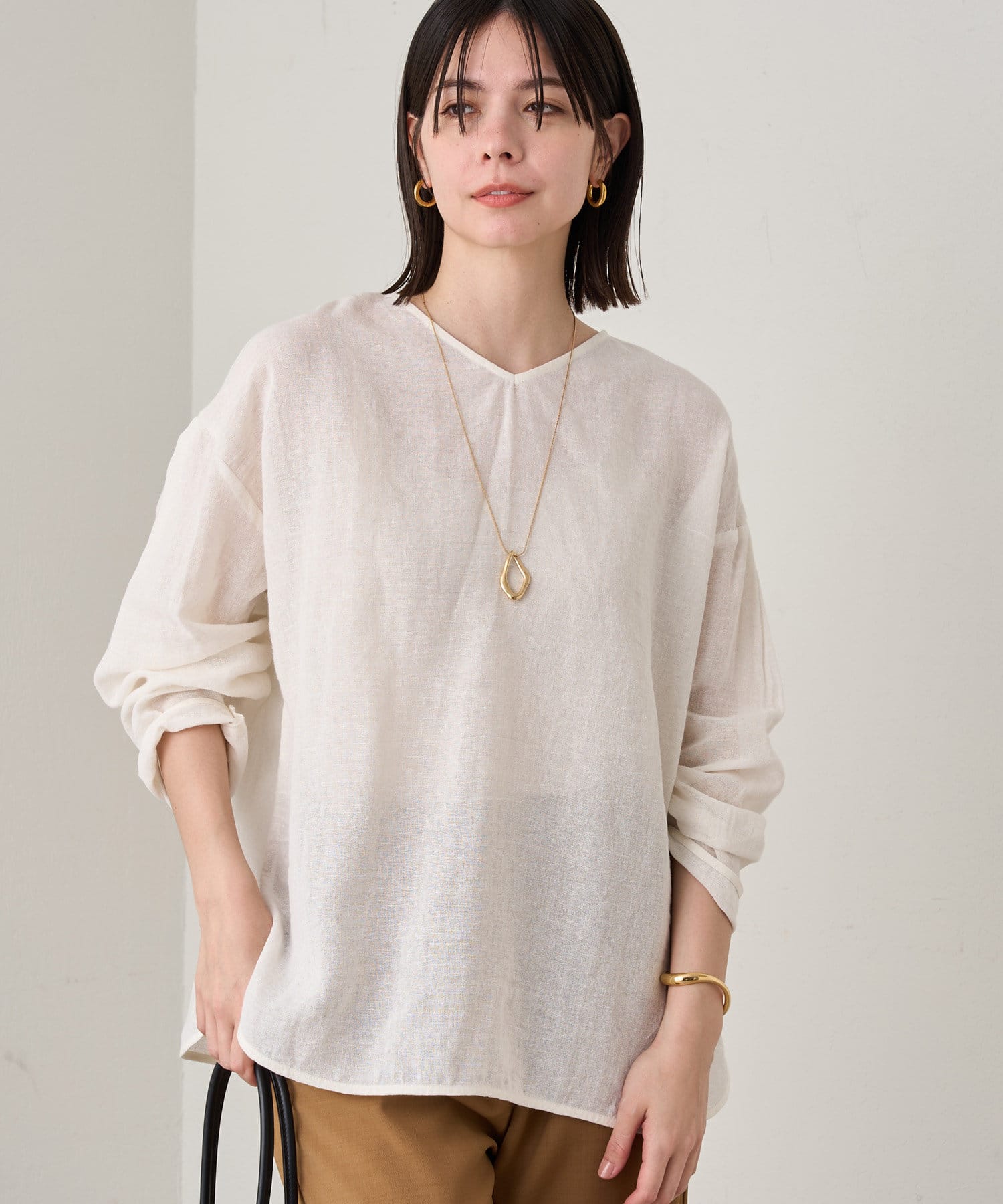 LOUNGEDRESS(ラウンジドレス) メッシュリネン2WAYルーズプルオーバー