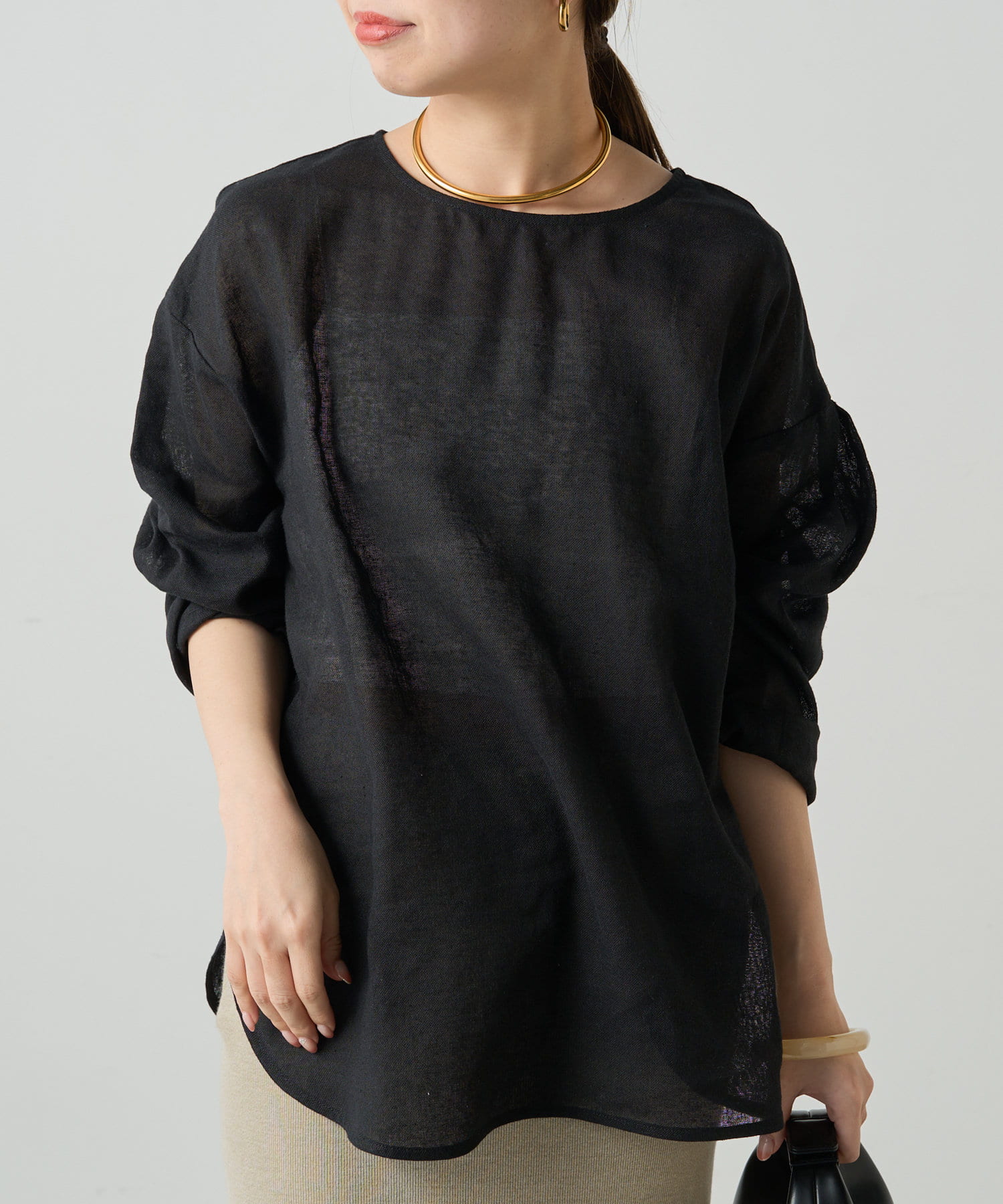 LOUNGEDRESS(ラウンジドレス) メッシュリネン2WAYルーズプルオーバー