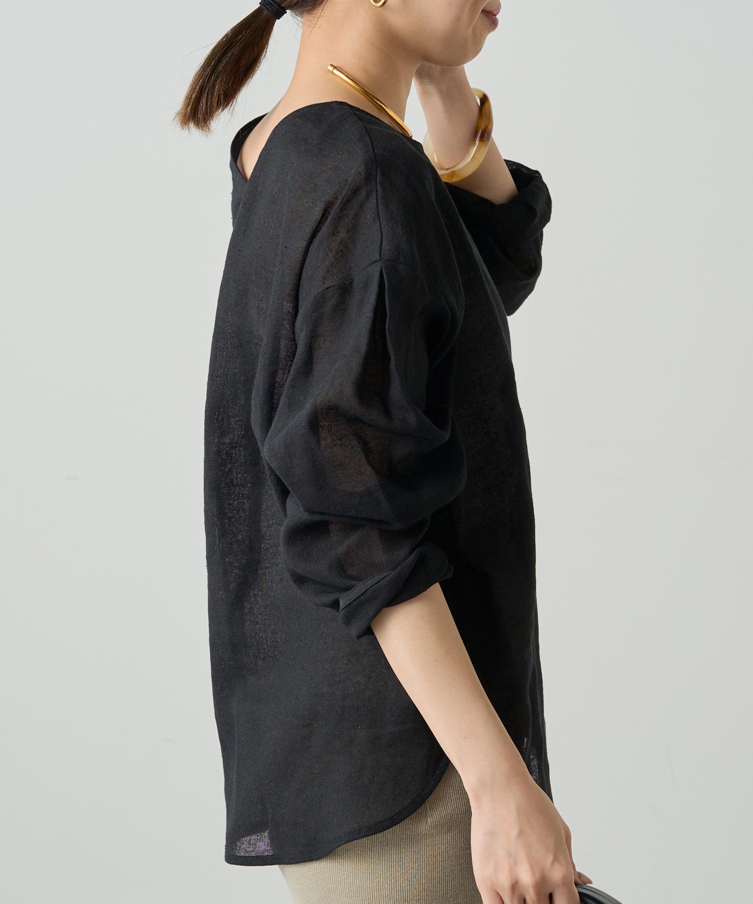 LOUNGEDRESS(ラウンジドレス) メッシュリネン2WAYルーズプルオーバー
