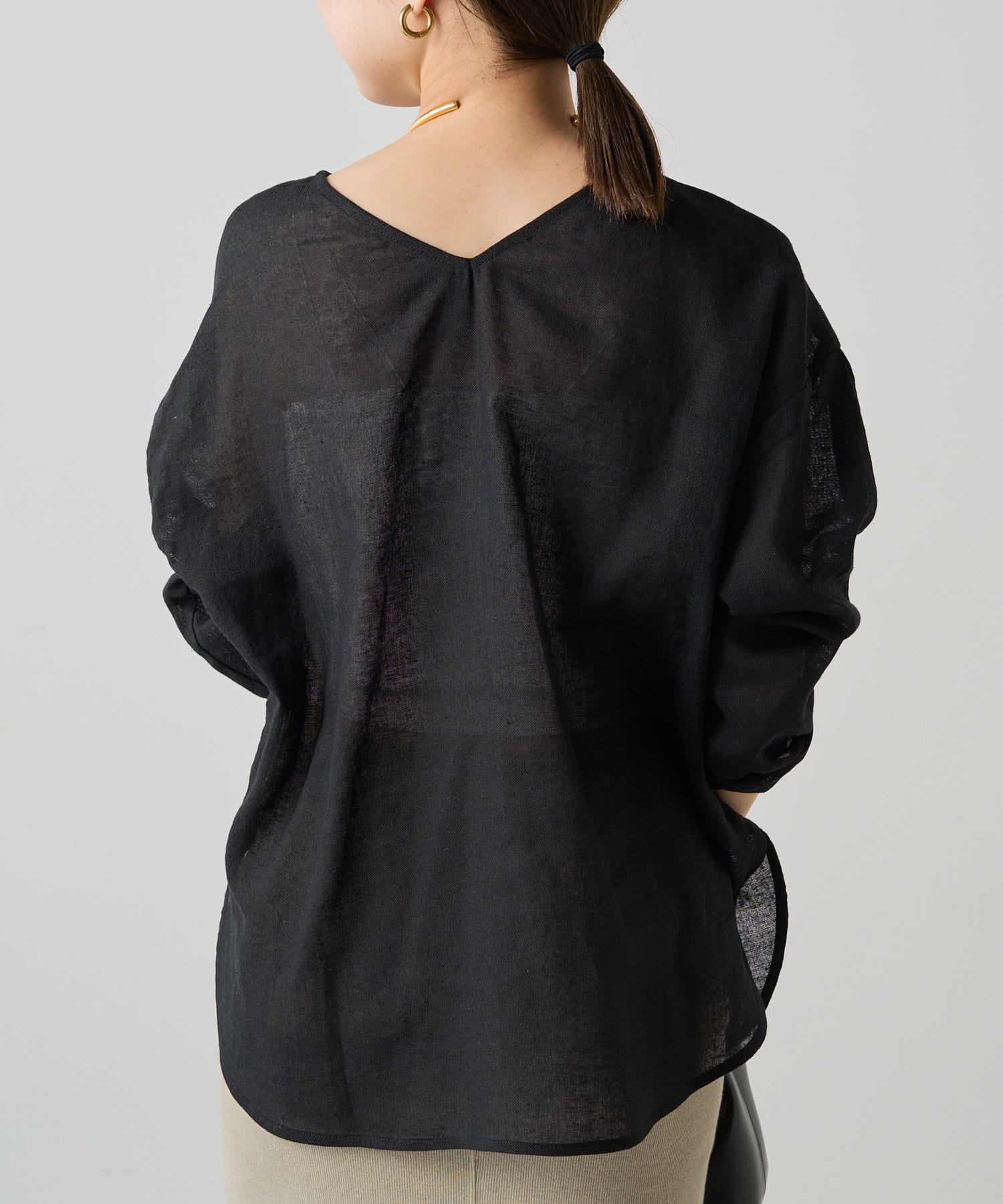 LOUNGEDRESS(ラウンジドレス) メッシュリネン2WAYルーズプルオーバー
