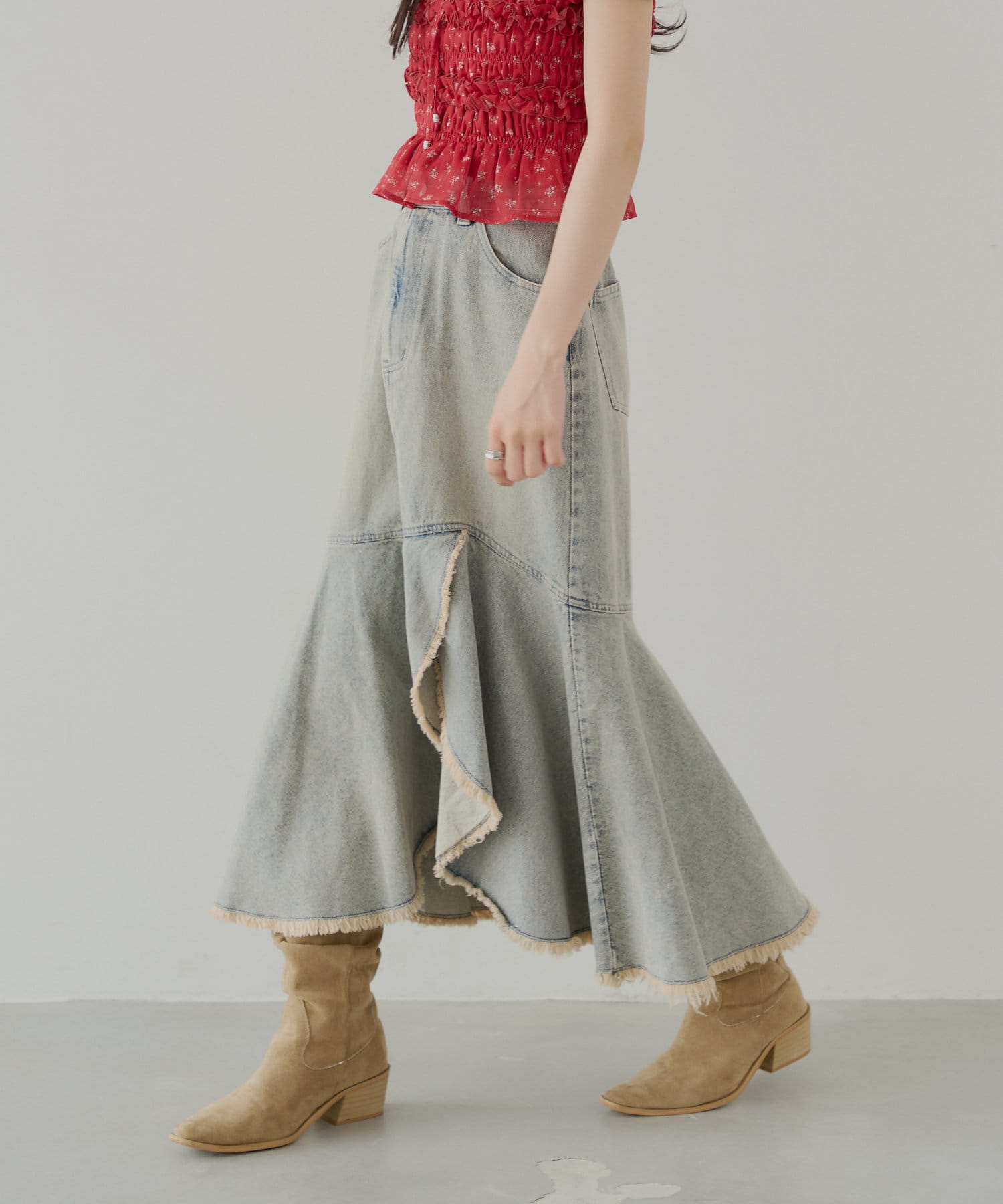 SOLD OUT!!デニムスカート♡ sakishimatokyo デニムスカート アシメウエスト 12オンスデニム