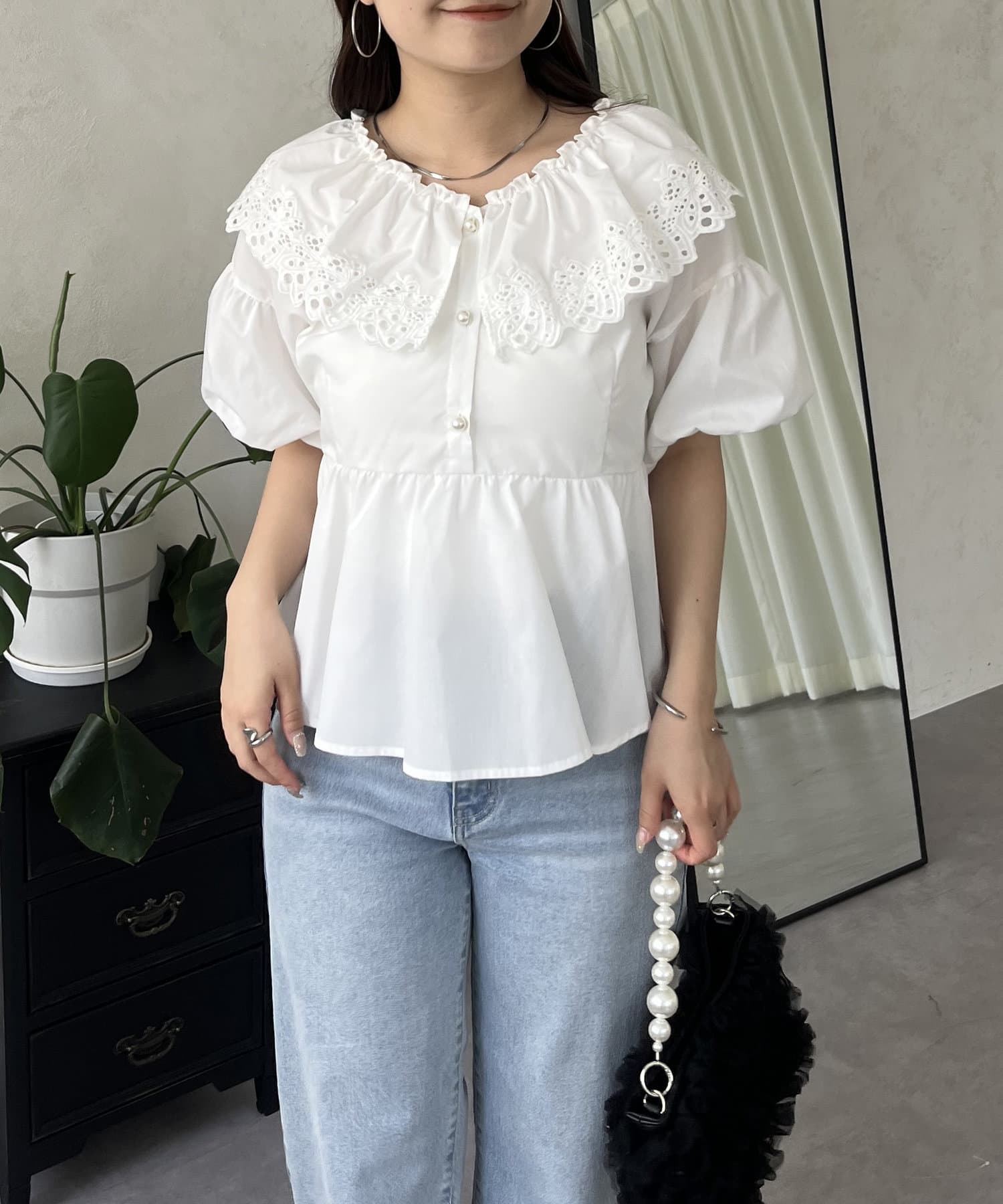 prose verse tシャツ パールバルーンスリーブドッキングペプラム