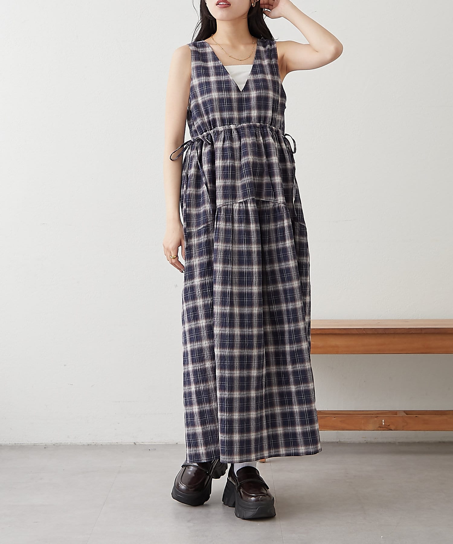 OUTLET(アウトレット) 【w closet】ドロストティアードワンピース