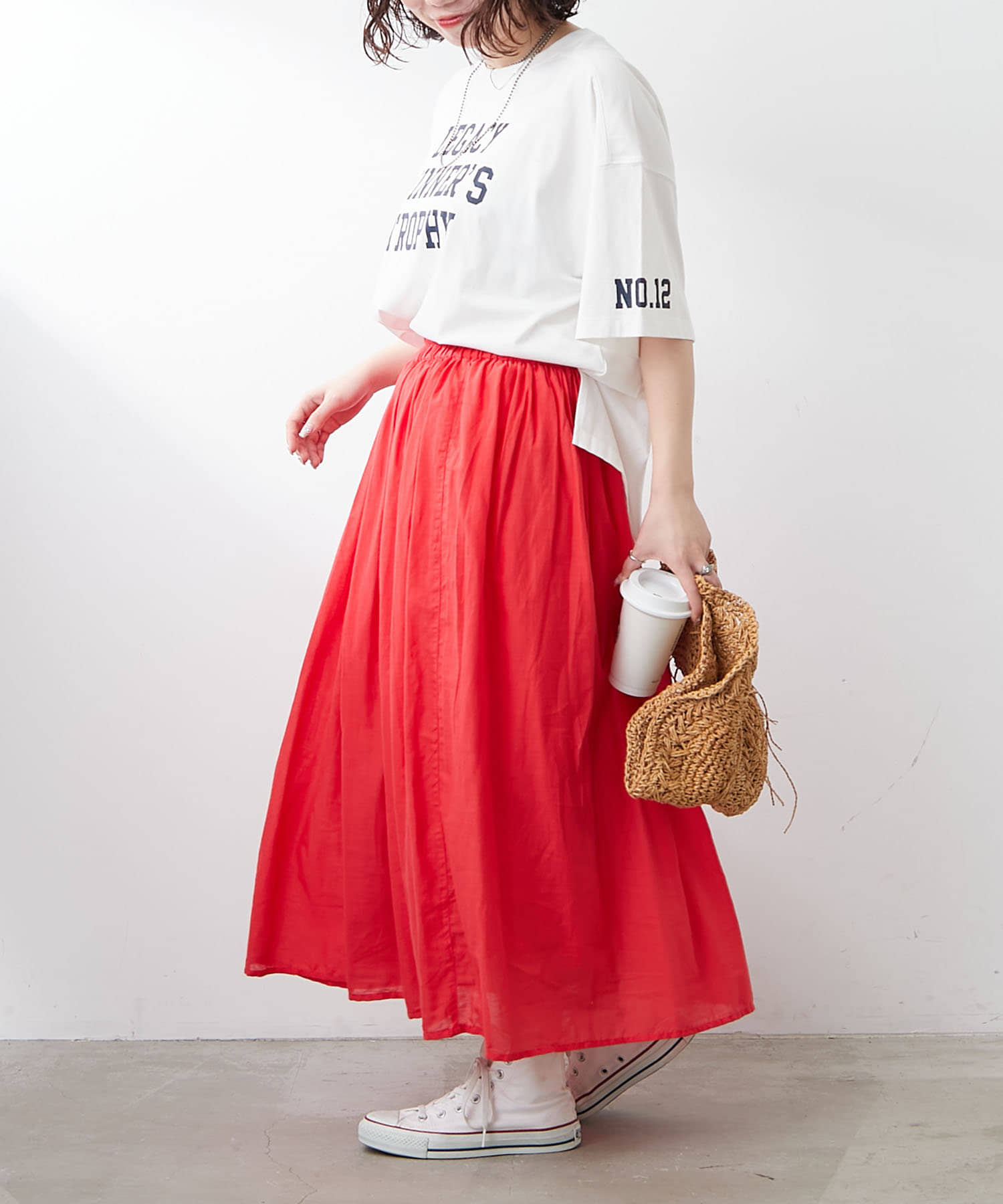 軽やかに揺れる【RMAF】【NAO】インドコットン使用カラーフレア