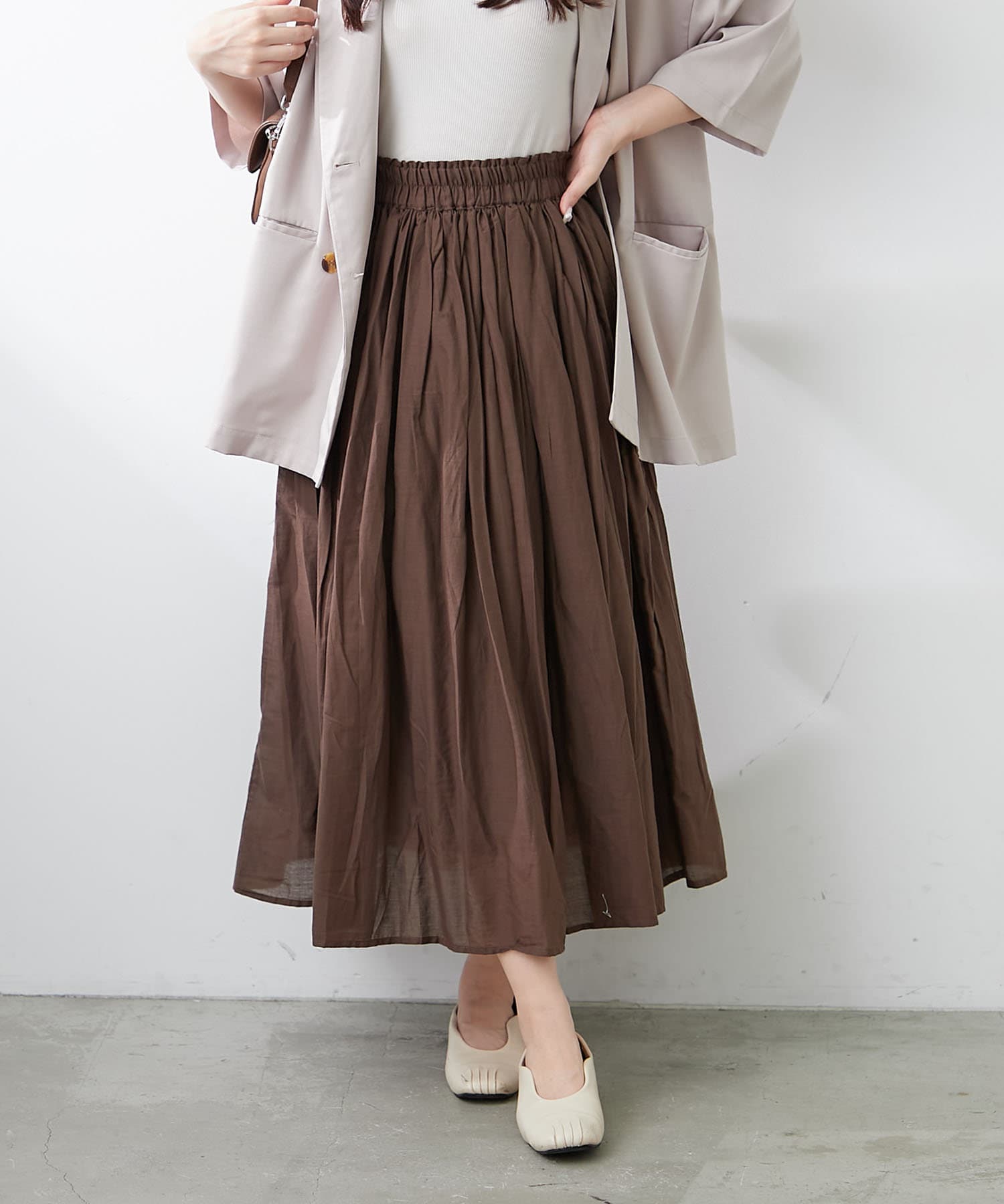 NICE CLAUP / OLIVE des OLIVE OUTLET(ナイスクラップ  / オリーブ デ オリーブ アウトレット) 軽やかに揺れる【RMAF】【NAO】インドコットン使用カラーフレアスカート