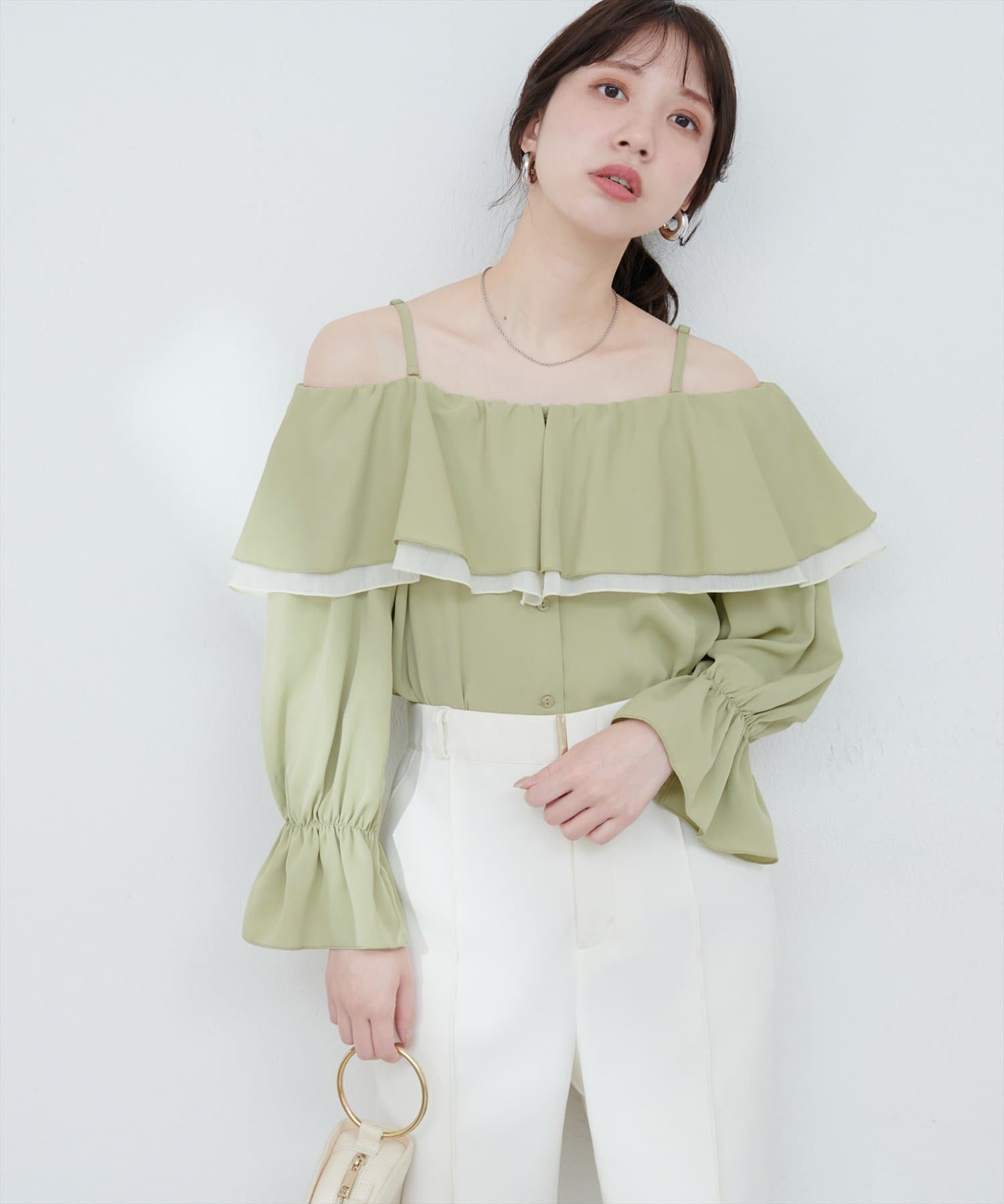 natural couture(ナチュラルクチュール) 【WEB限定】マルチWAYフリル衿ブラウス