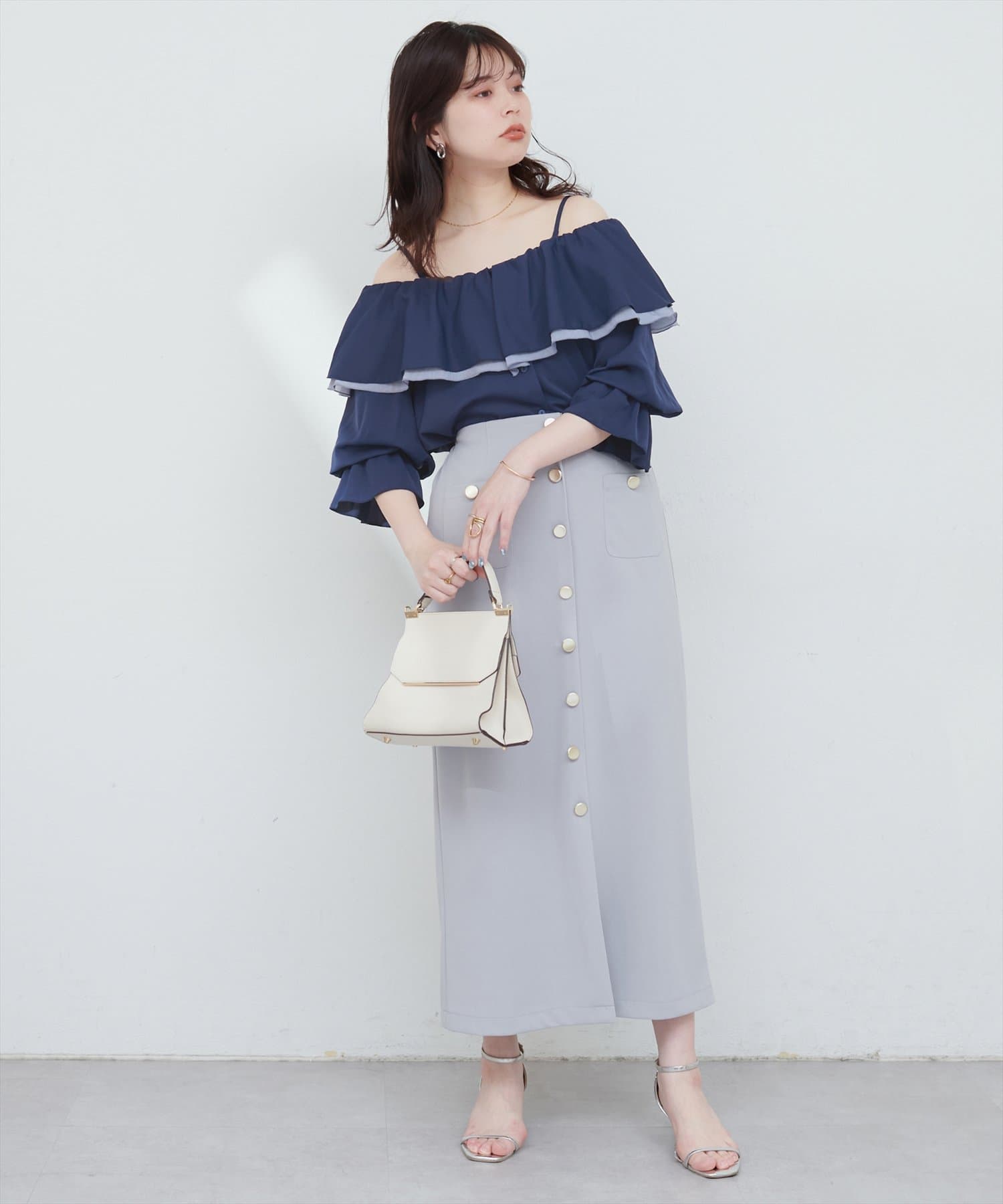 natural couture(ナチュラルクチュール) 【WEB限定】マルチWAYフリル衿ブラウス