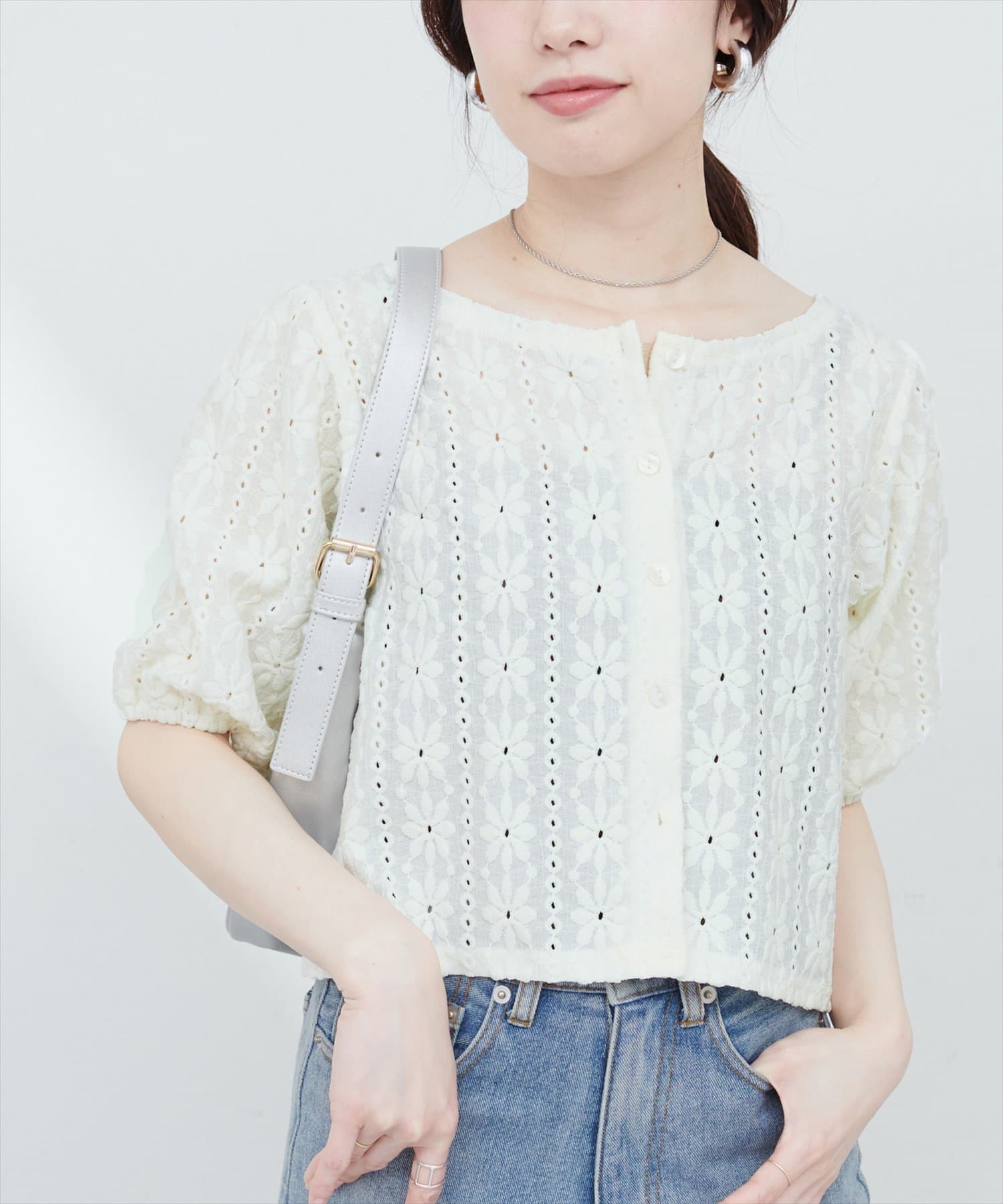 アイレットレースカーディガン | natural couture(ナチュラル アイレットレースカーディガン | natural couture(ナチュラル