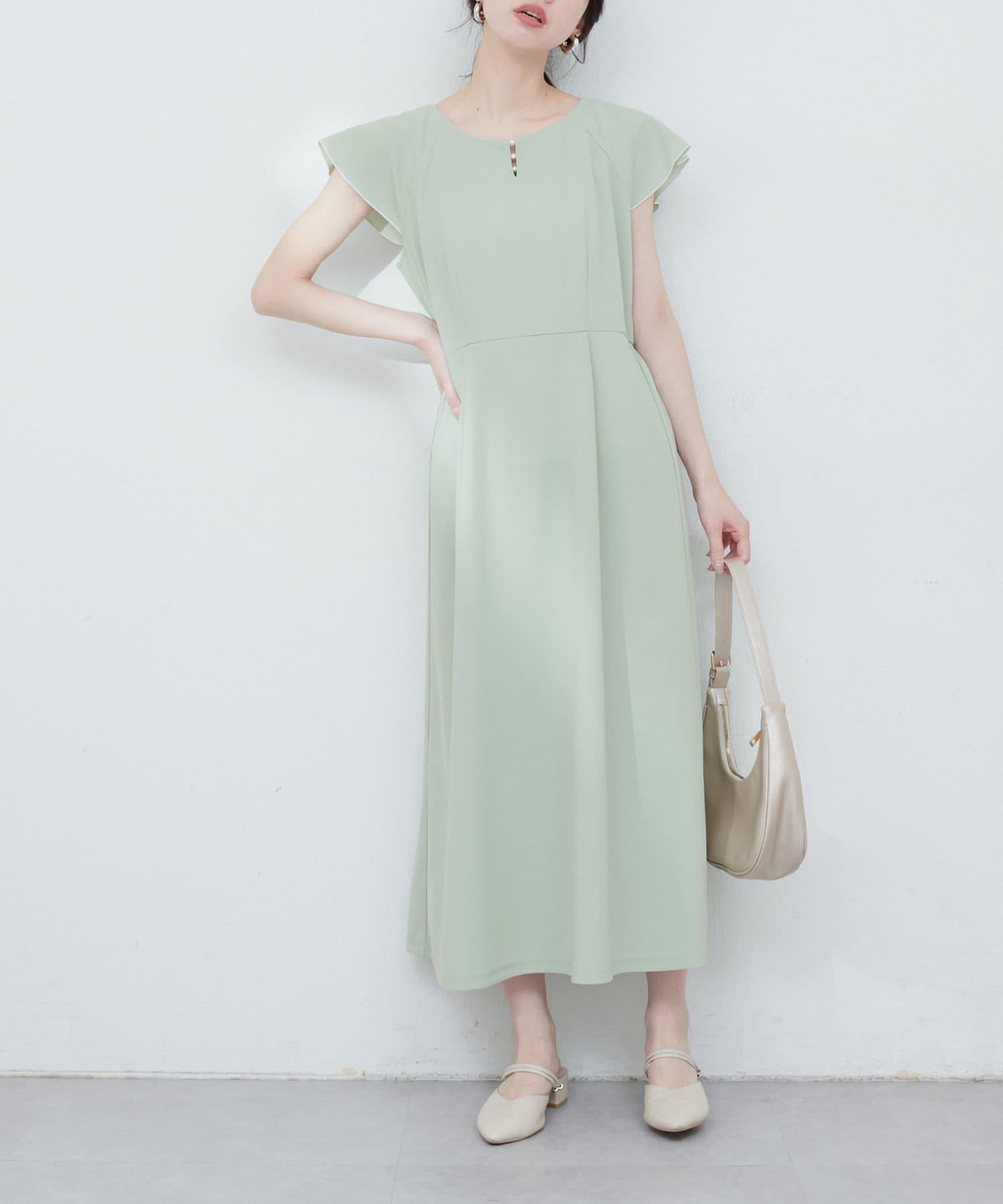 natural couture(ナチュラルクチュール) 【WEB限定】取りはずしティアード衿ワンピース