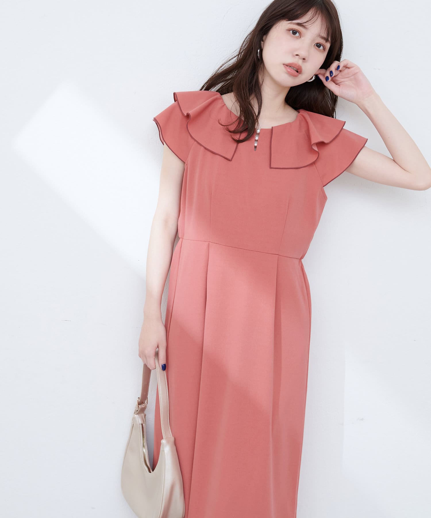 natural couture(ナチュラルクチュール) 【WEB限定】取りはずしティアード衿ワンピース
