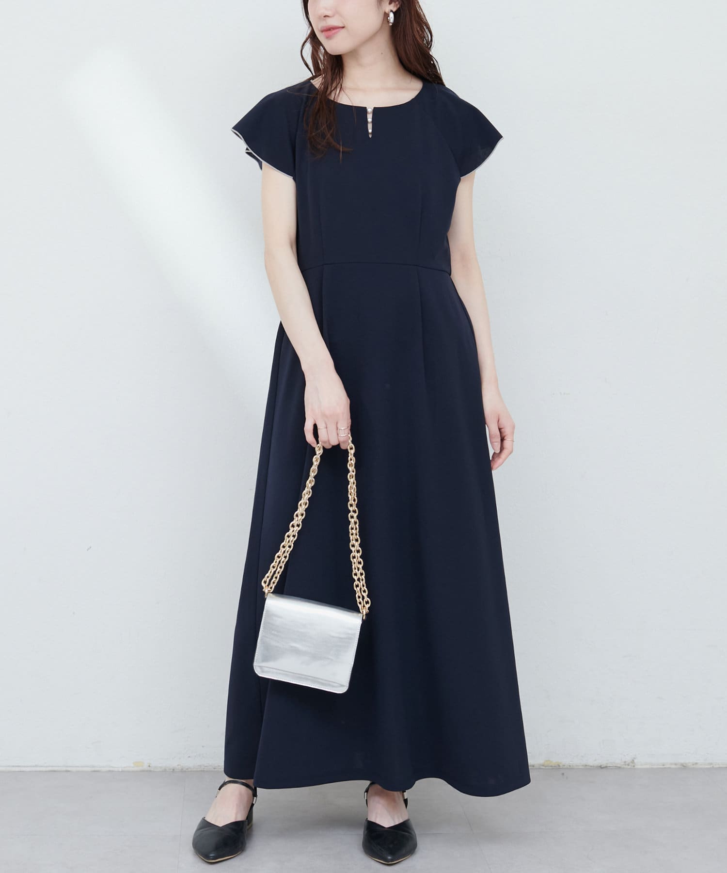 natural couture(ナチュラルクチュール) 【WEB限定】取りはずしティアード衿ワンピース