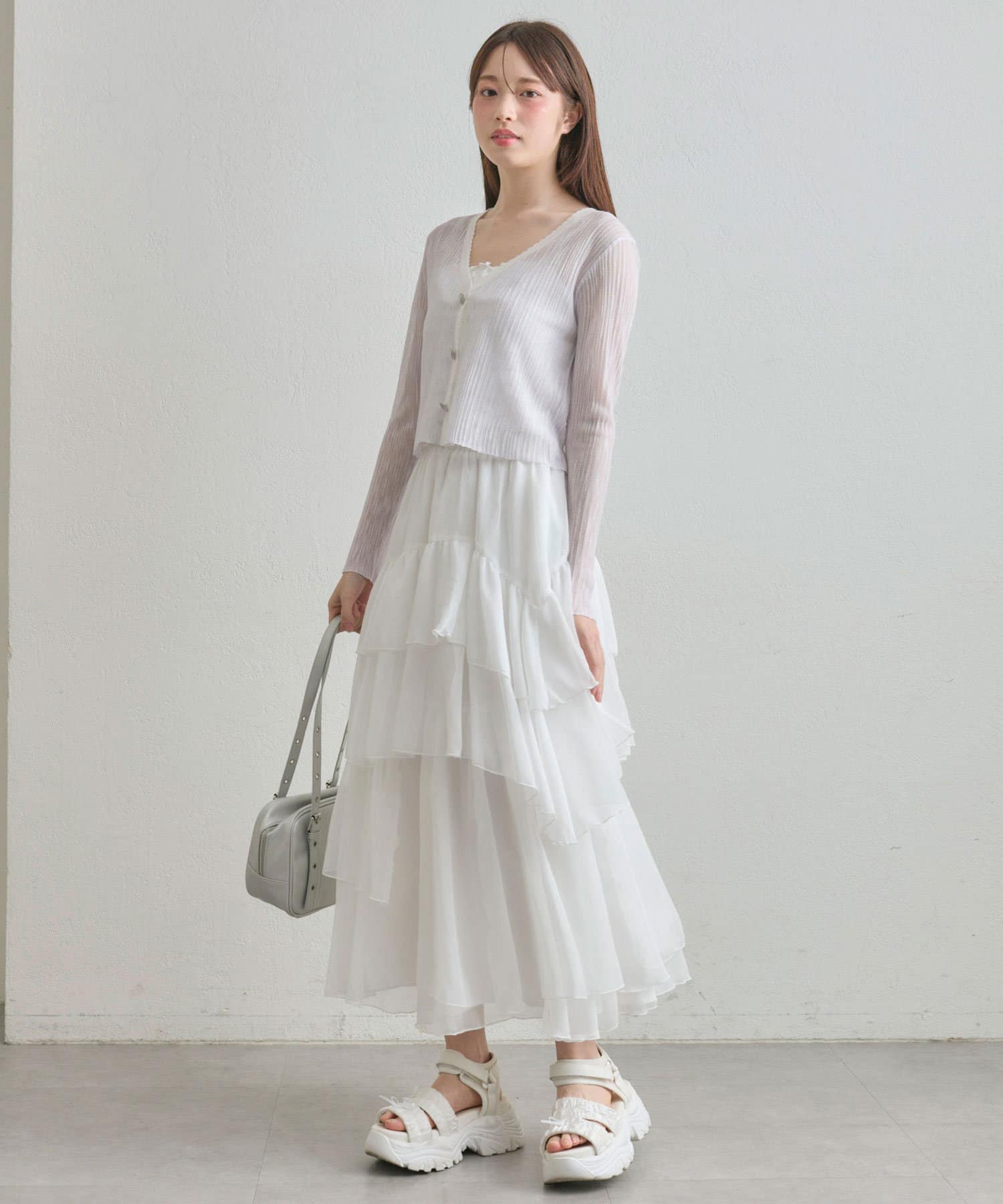 OLIVE des OLIVE(オリーブ デ オリーブ) 【360度可愛い】ランダムアシメフリルロングスカート