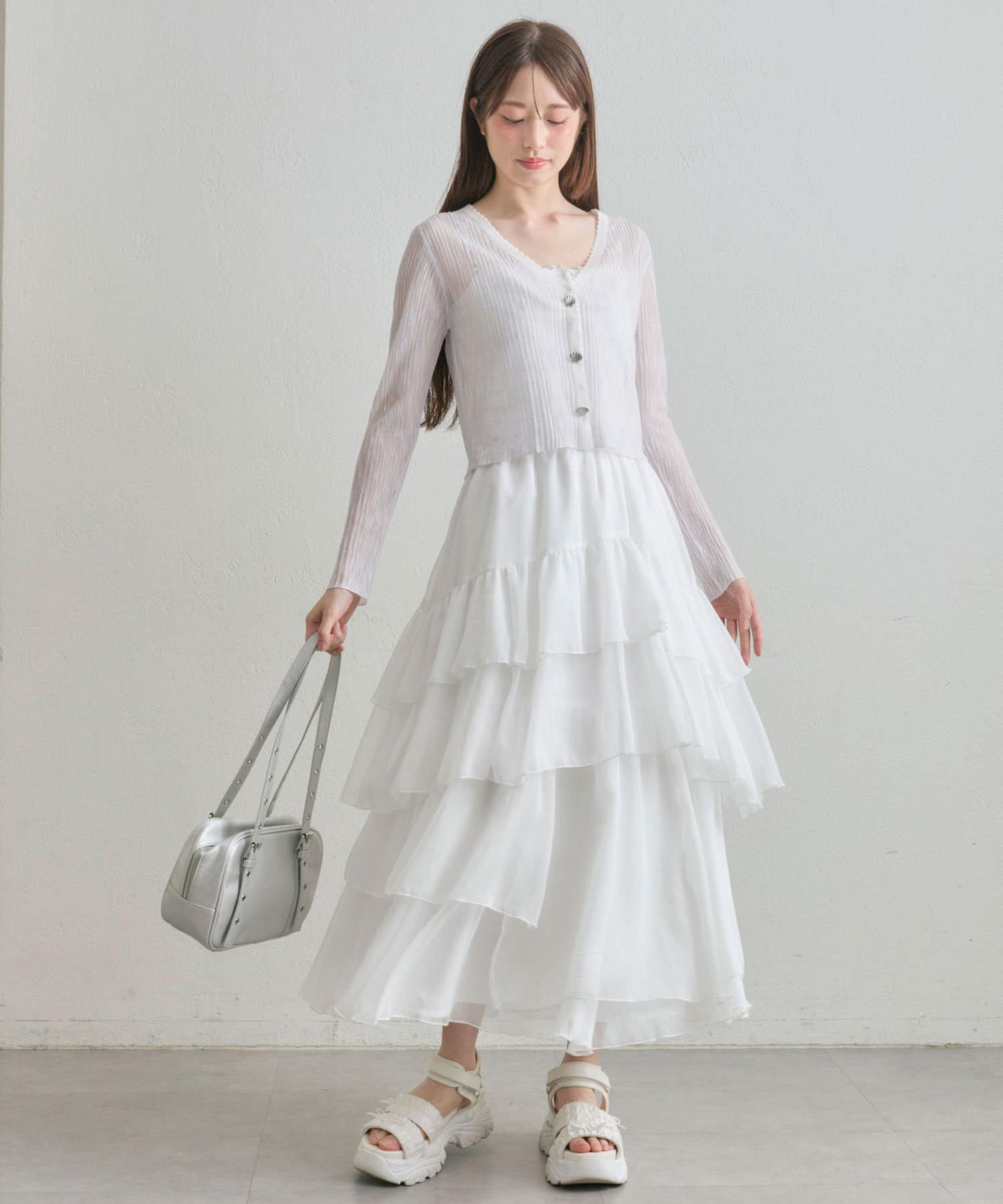 OLIVE des OLIVE(オリーブ デ オリーブ) 【360度可愛い】ランダムアシメフリルロングスカート