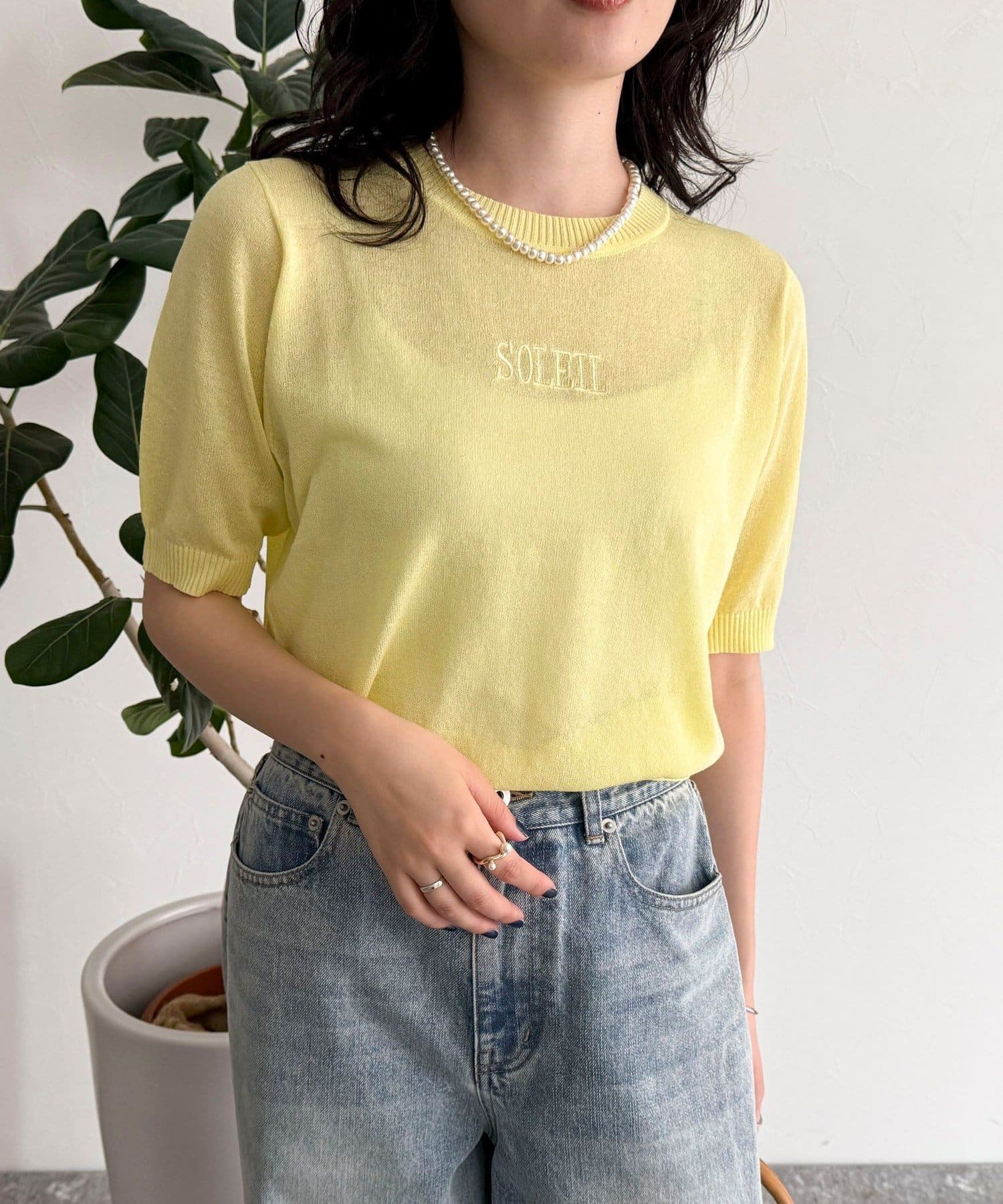 FREDY & GLOSTER(フレディ アンド グロスター) シアー刺繍ロゴニットプルオーバー