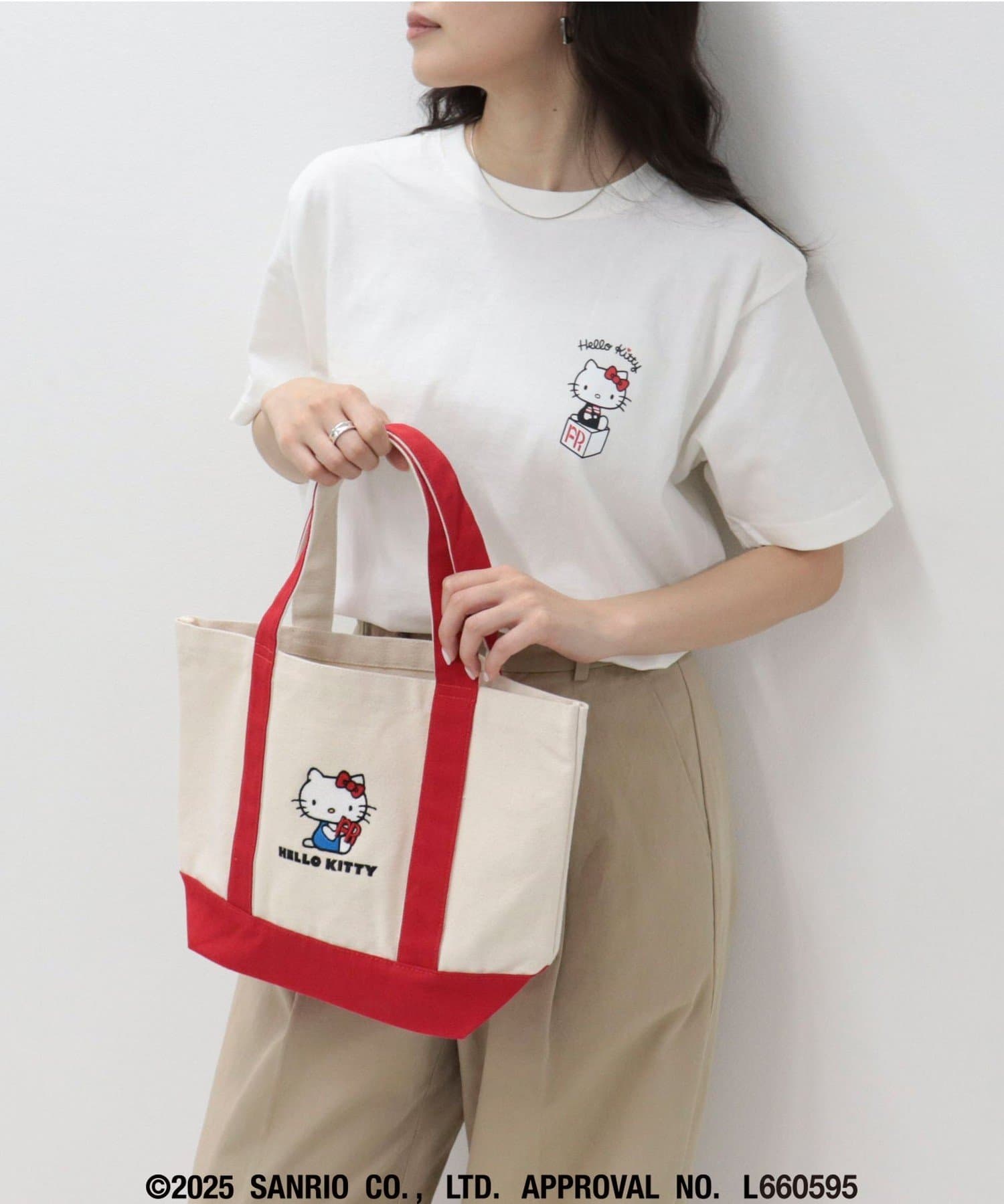 ◇HELLO KITTY◇【2025 SS】HELLO KITTY×fredyemueのスペシャルコラボレーションアイテムが実現！小さめロゴがキュートなボックスプリントTシャツ●point・さりげなく