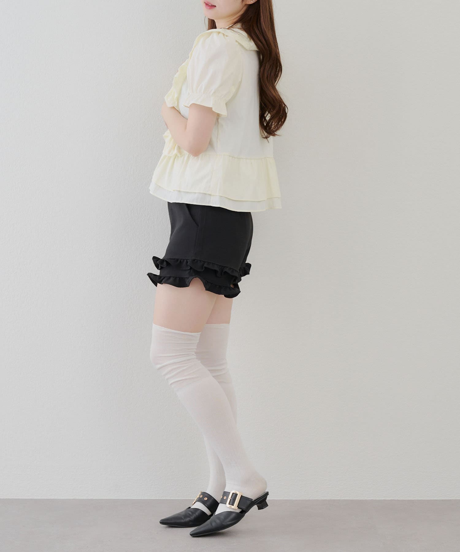 NICE CLAUP / OLIVE des OLIVE OUTLET(ナイスクラップ  / オリーブ デ オリーブ アウトレット) 【RMAF】半袖フリフリブラウス