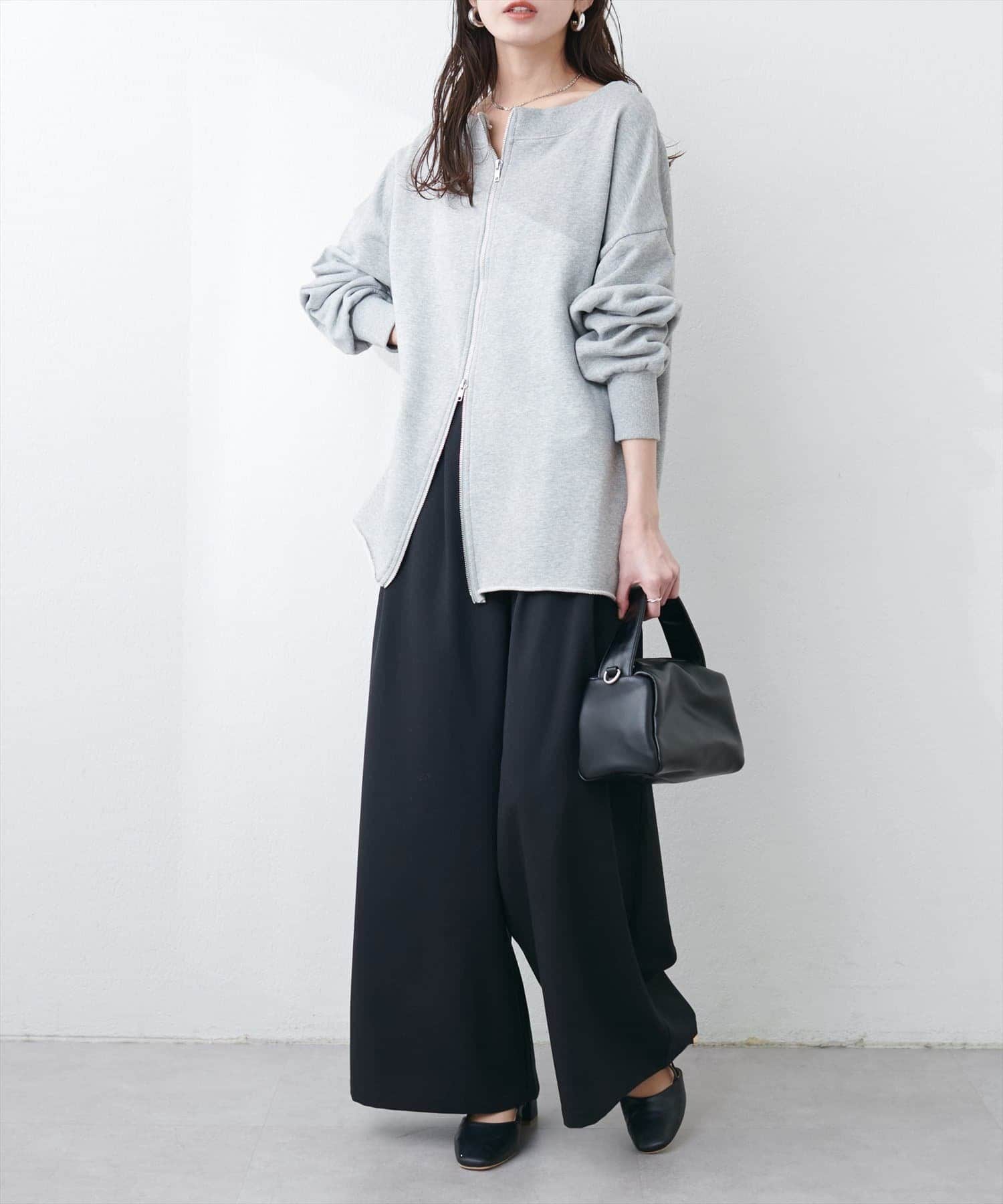 NICE CLAUP / OLIVE des OLIVE OUTLET(ナイスクラップ  / オリーブ デ オリーブ アウトレット) 【natural couture】オフショルZIP裏毛プルオーバー