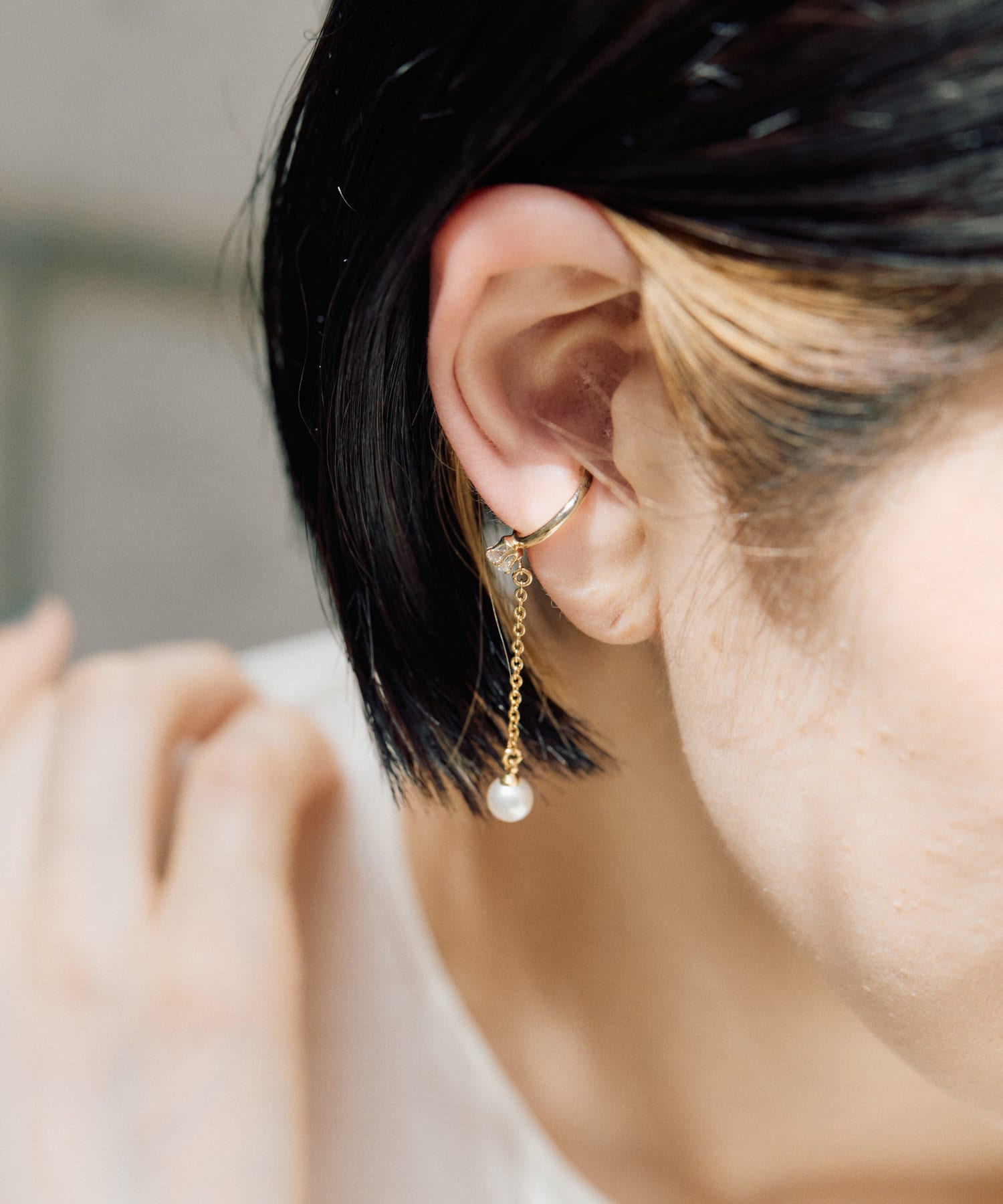 ear PAPILLONNER イアパピヨネ イヤーカフ ゴールド 2点 クリスタル付ダブルイヤーカフ | ear PAPILLONNER(イア パピヨネ