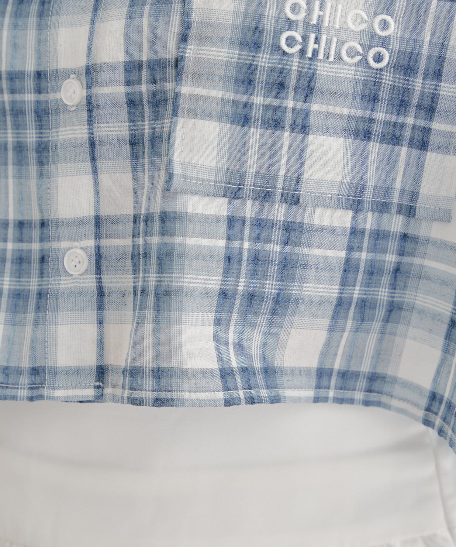 OUTLET(アウトレット) 【Chico】胸ロゴショート丈チェックシャツ
