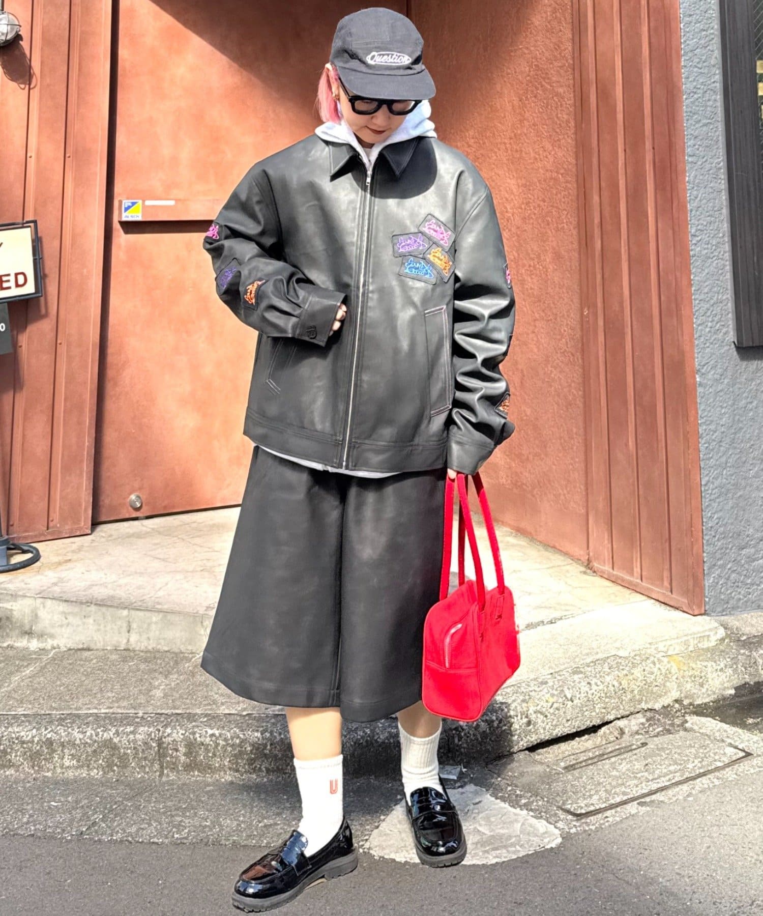 CIAOPANIC TYPY】ワッペンロゴフェイクレザージャケット