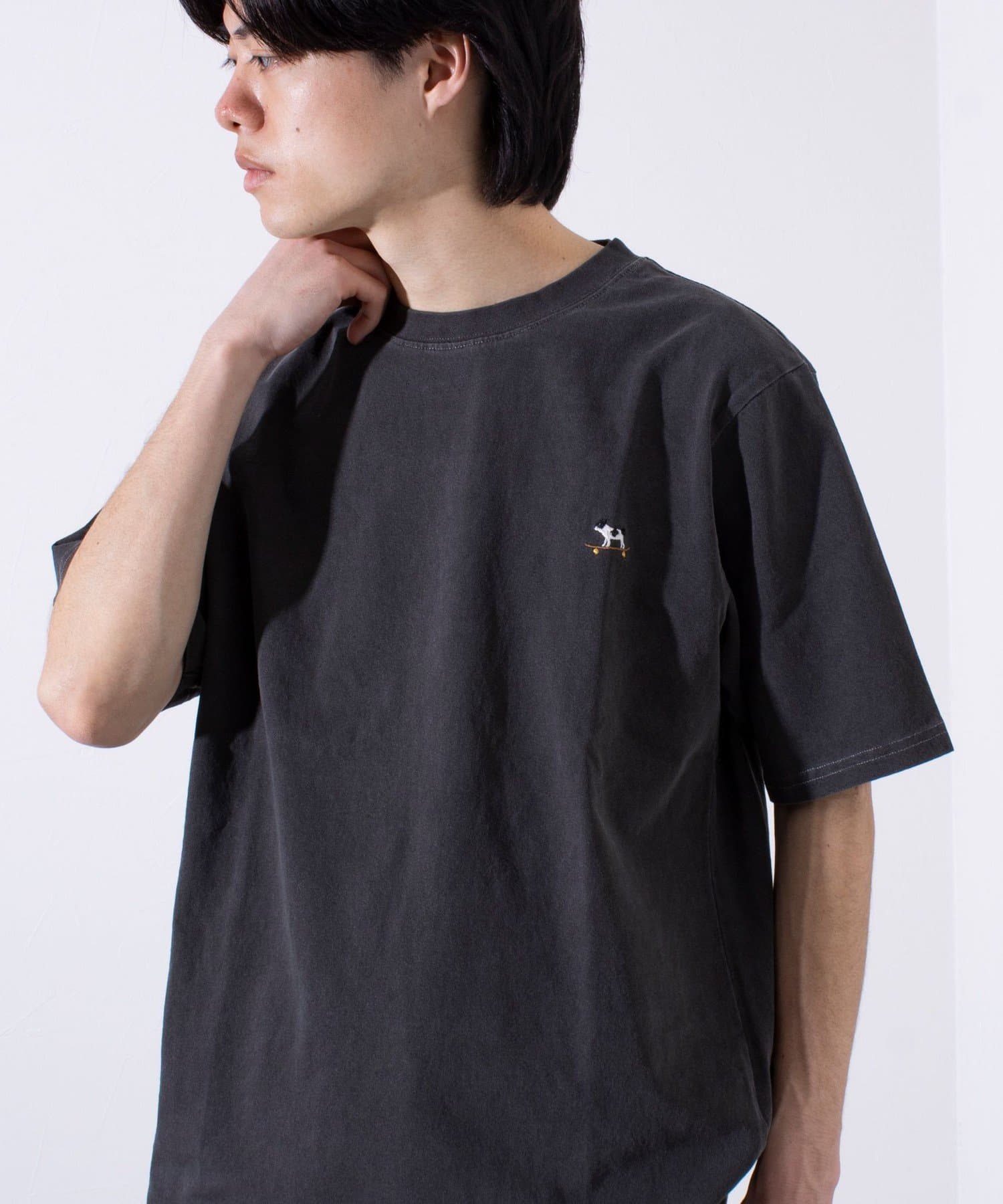 FREDY & GLOSTER(フレディ アンド グロスター) 【GLOSTER】16天竺 フレンチブルドッグ刺繍 ショートスリーブTシャツ