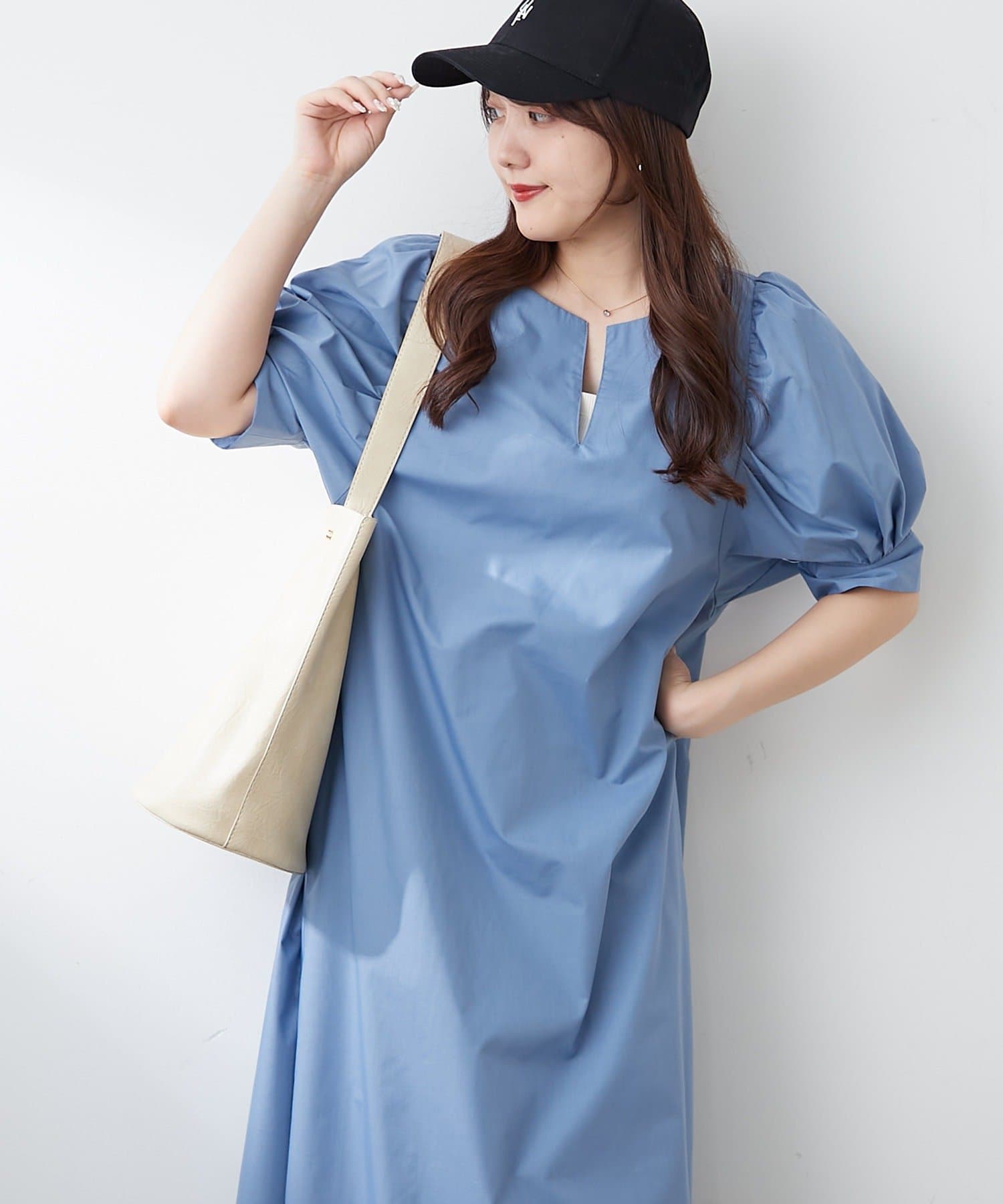NICE CLAUP / OLIVE des OLIVE OUTLET(ナイスクラップ  / オリーブ デ オリーブ アウトレット) 【continuer】1枚でキマる！パフスリーブキーネックワンピース