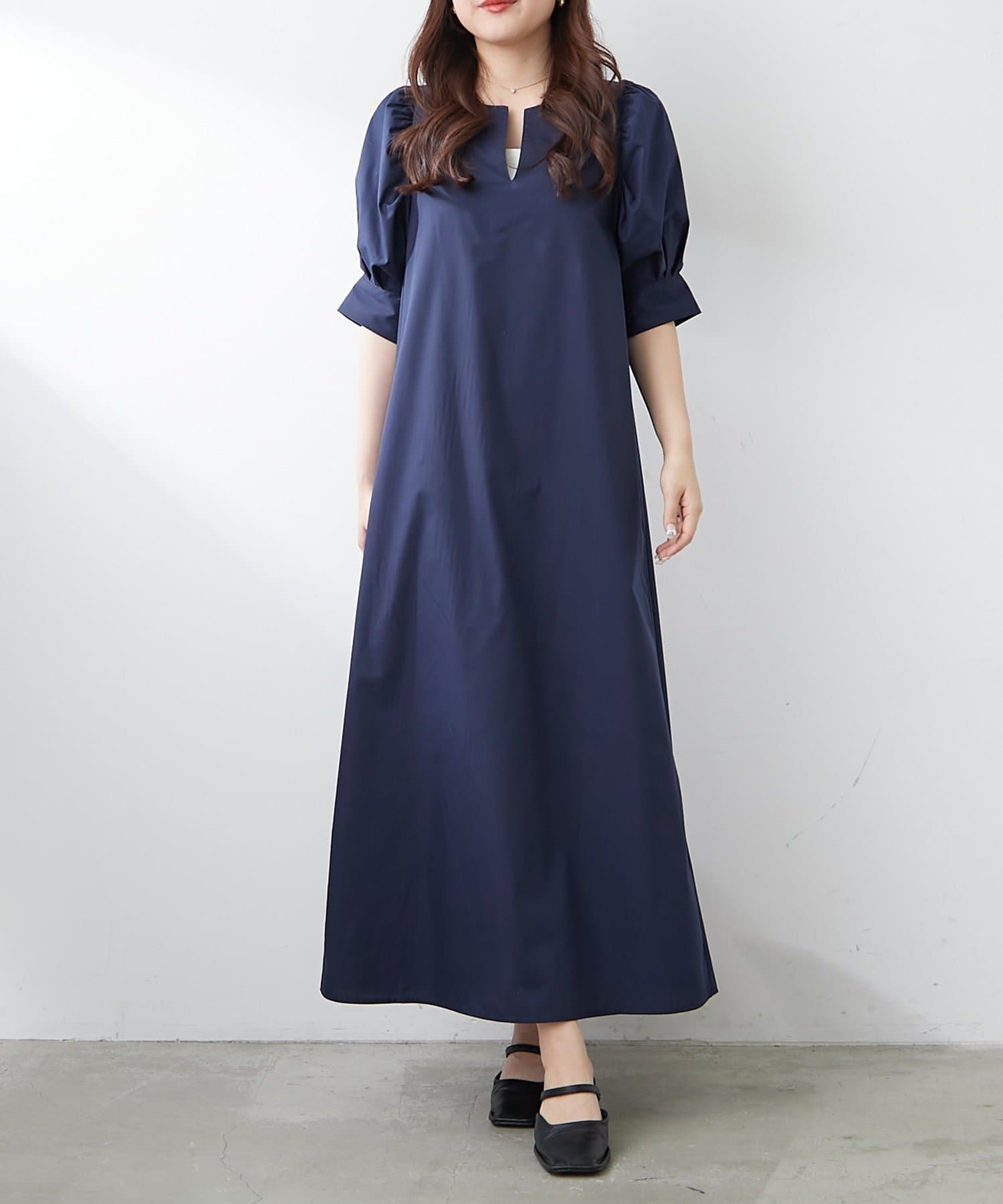 NICE CLAUP / OLIVE des OLIVE OUTLET(ナイスクラップ  / オリーブ デ オリーブ アウトレット) 【continuer】1枚でキマる！パフスリーブキーネックワンピース