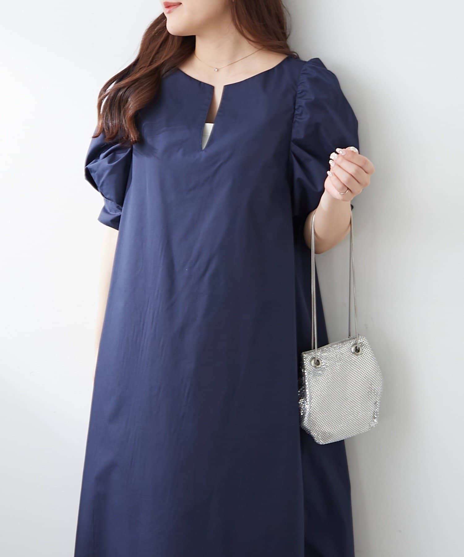 NICE CLAUP / OLIVE des OLIVE OUTLET(ナイスクラップ  / オリーブ デ オリーブ アウトレット) 【continuer】1枚でキマる！パフスリーブキーネックワンピース