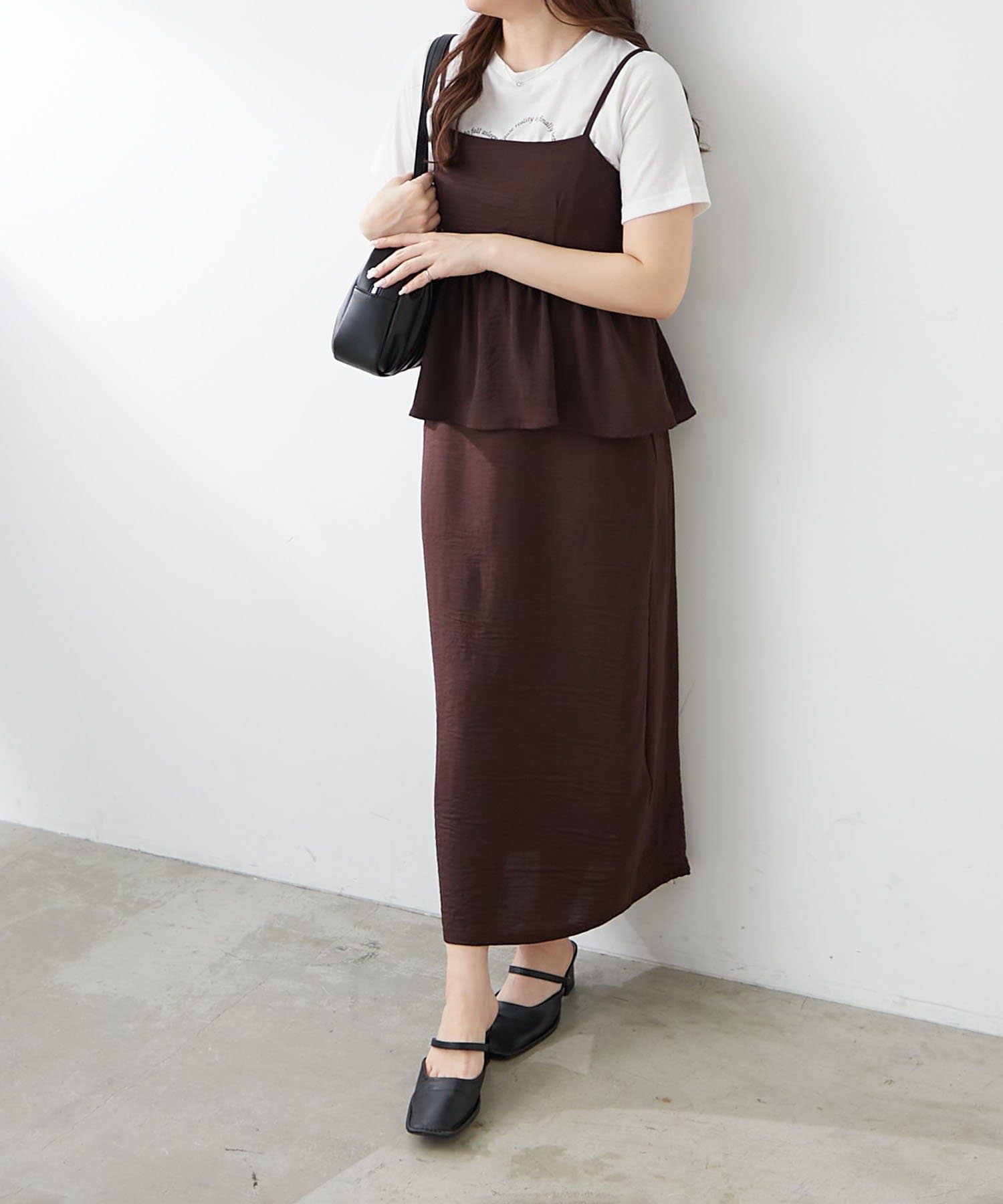 NICE CLAUP / OLIVE des OLIVE OUTLET(ナイスクラップ  / オリーブ デ オリーブ アウトレット) 【RMAF】【2枚セット】ビスチェドッキングワンピース+Tシャツ
