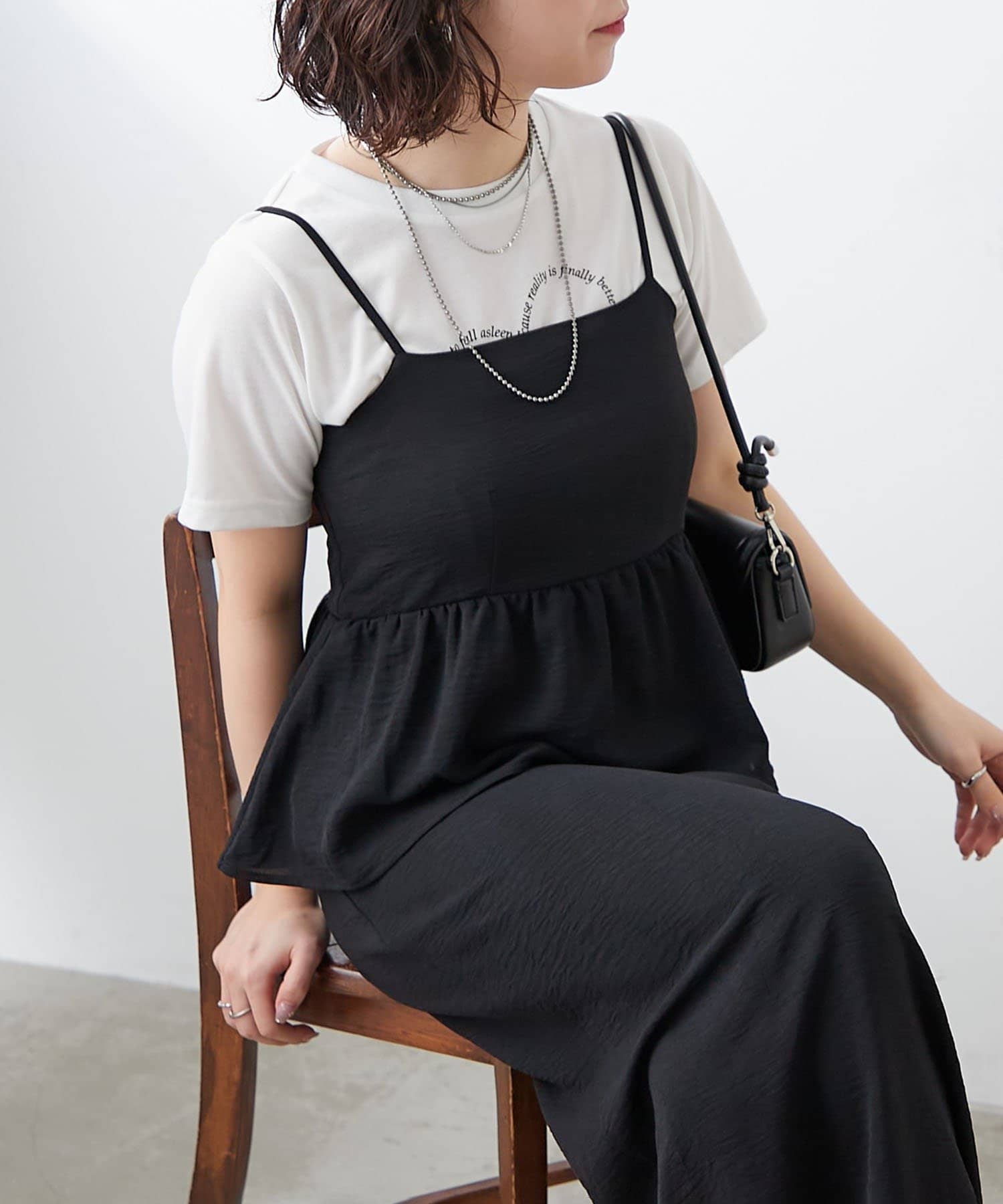 NICE CLAUP / OLIVE des OLIVE OUTLET(ナイスクラップ  / オリーブ デ オリーブ アウトレット) 【RMAF】【2枚セット】ビスチェドッキングワンピース+Tシャツ