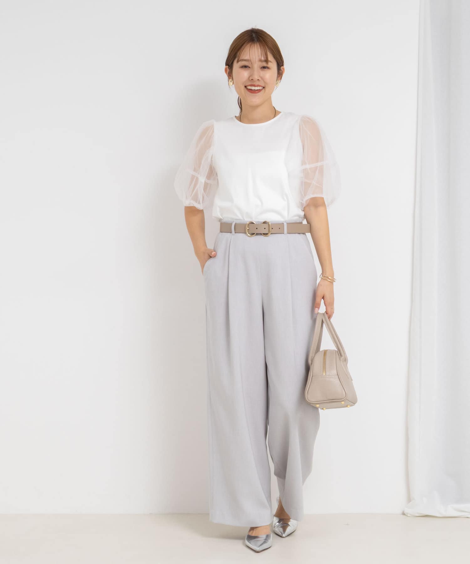 GASA* ガサ　リネンバルーンスリーブ　プリーツ　プルオーバー(生成り) GASA* ガサ リネンバルーンスリーブ プリーツ プルオーバー(生成