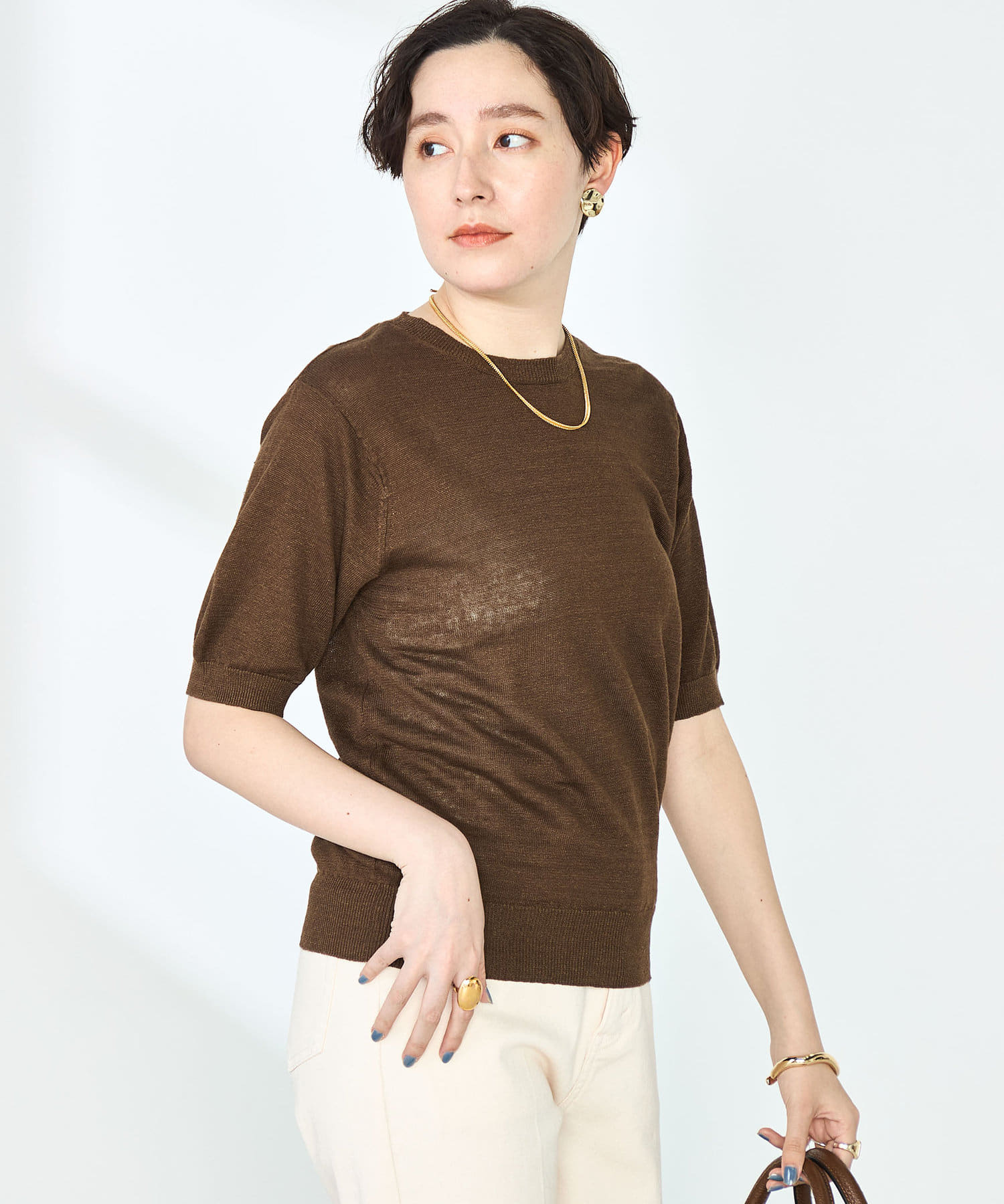 ◇25SS◇2nd NOLLEY'S◆Point・定番人気のフレンチリネンシリーズの5分袖プルオーバー・フランス北部で栽培された最高品質のリネンは、肌触りがとてもよく、爽やかな風合い・程よい