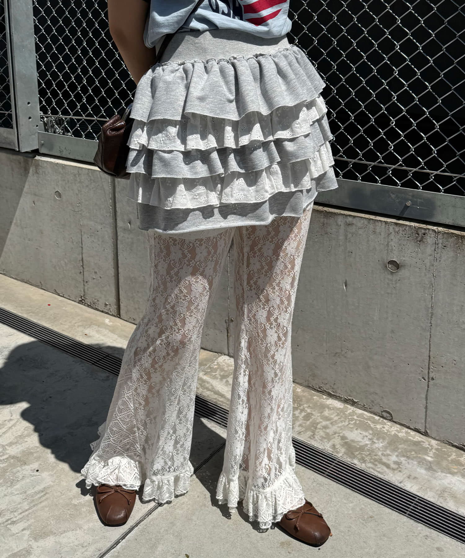 【Binary01】レイヤードレースフリルパンツ レースフレアレイヤードフリルパンツ | CIAOPANIC(チャオ
