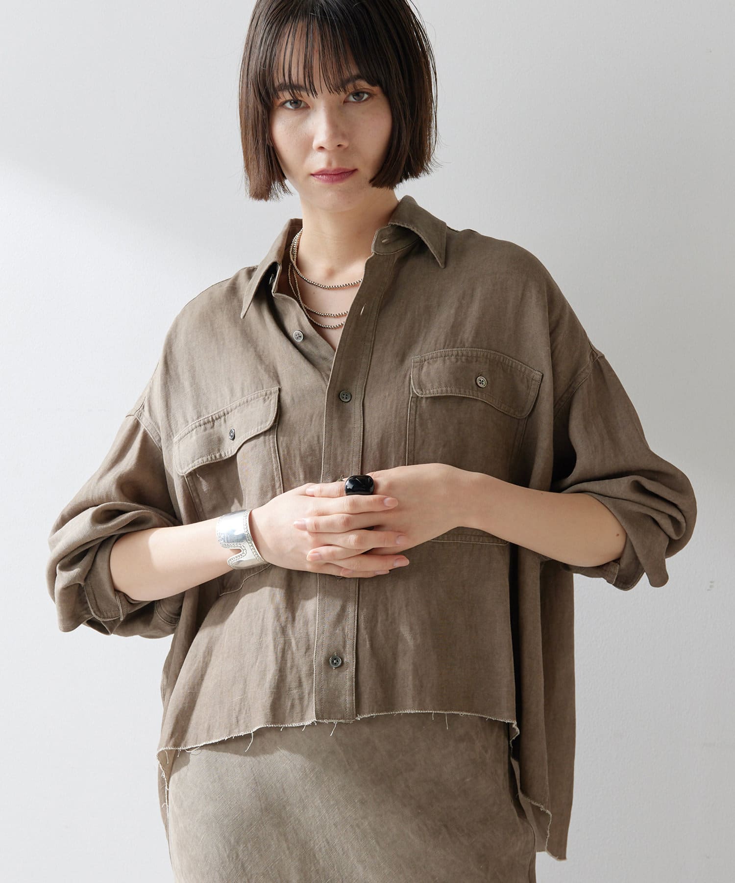 ゆめけページ ツイル顔料染めスクエアシャツ | Whim Gazette(ウィム ガゼット