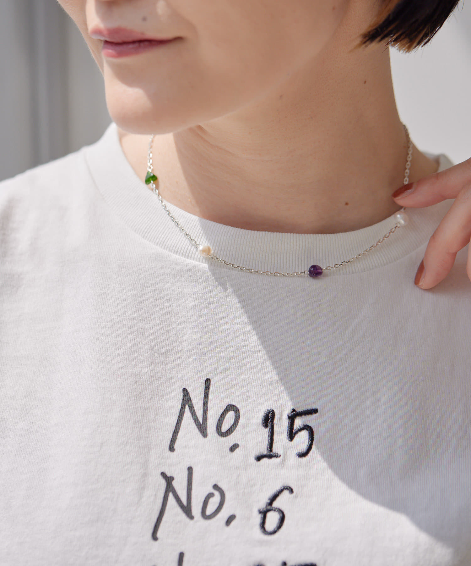 ear PAPILLONNER(イア パピヨネ) 《WEB限定/スターリングシルバー使用》パール×ストーンネックレス