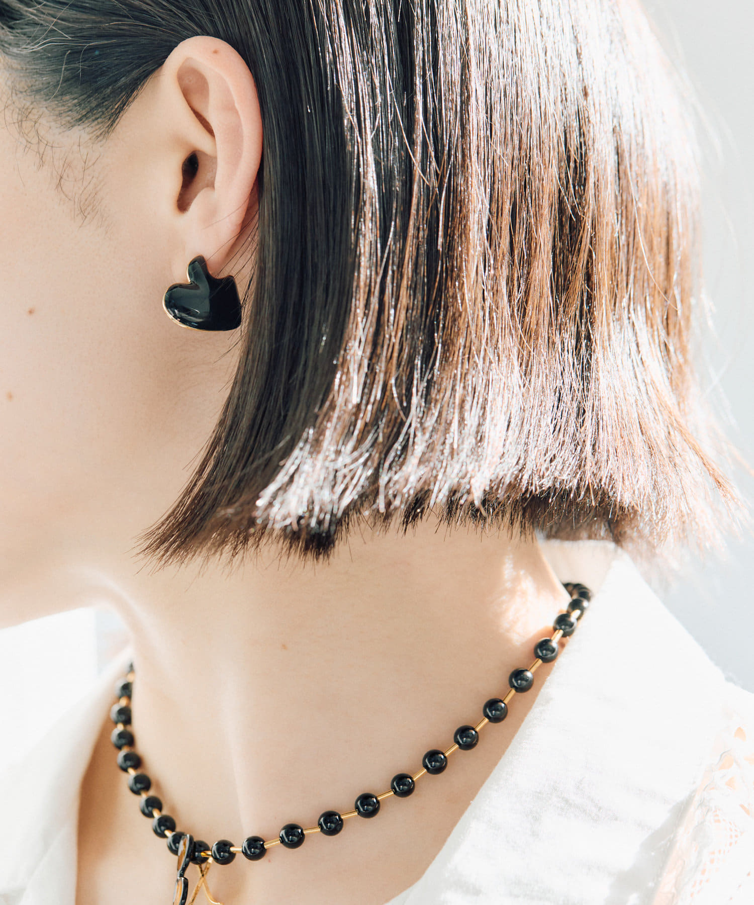 ear PAPILLONNER(イア パピヨネ) モノトーンぷっくりハートピアス
