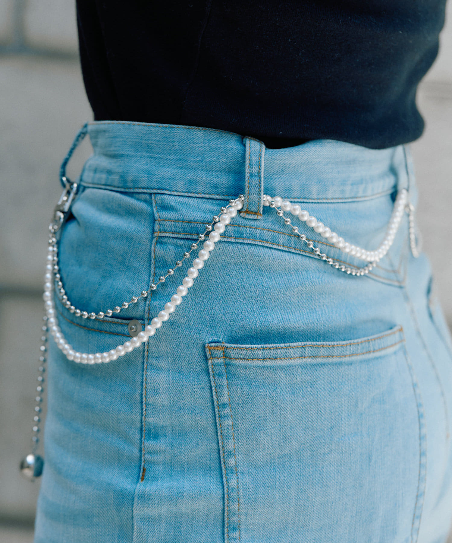 ear PAPILLONNER(イア パピヨネ) ボールチェーン×パールロングネックレス