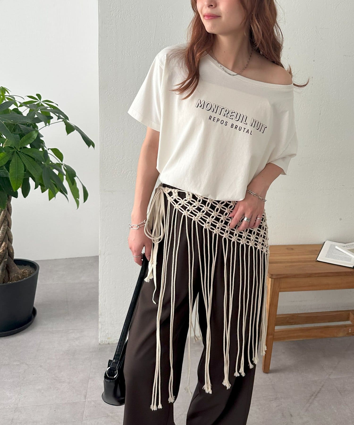 DISCOAT(ディスコート) ピグメントワンショルロゴTシャツ