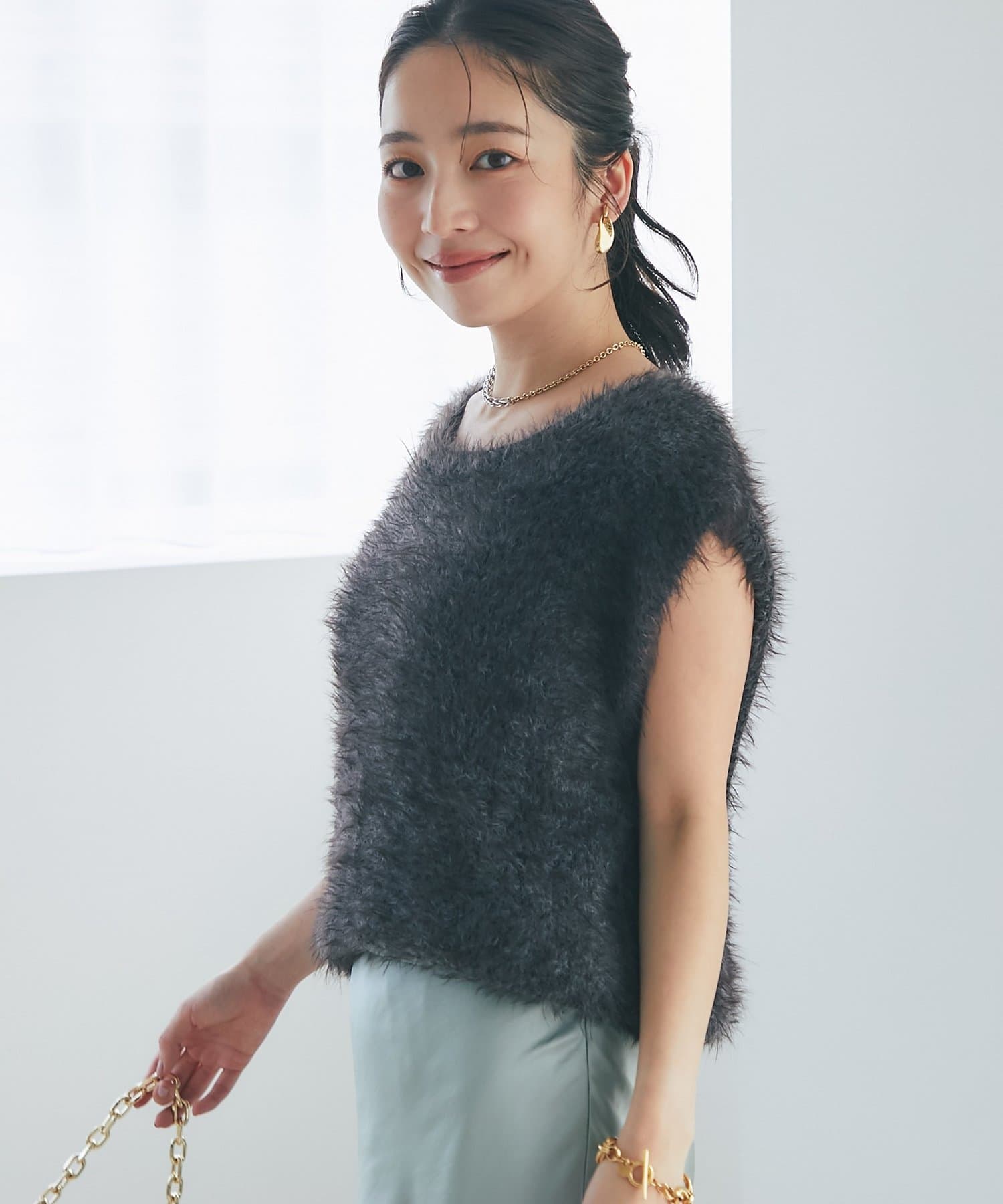 アンサンブル可】ヘアリーフェザー前後2WAYフレンチニット | La