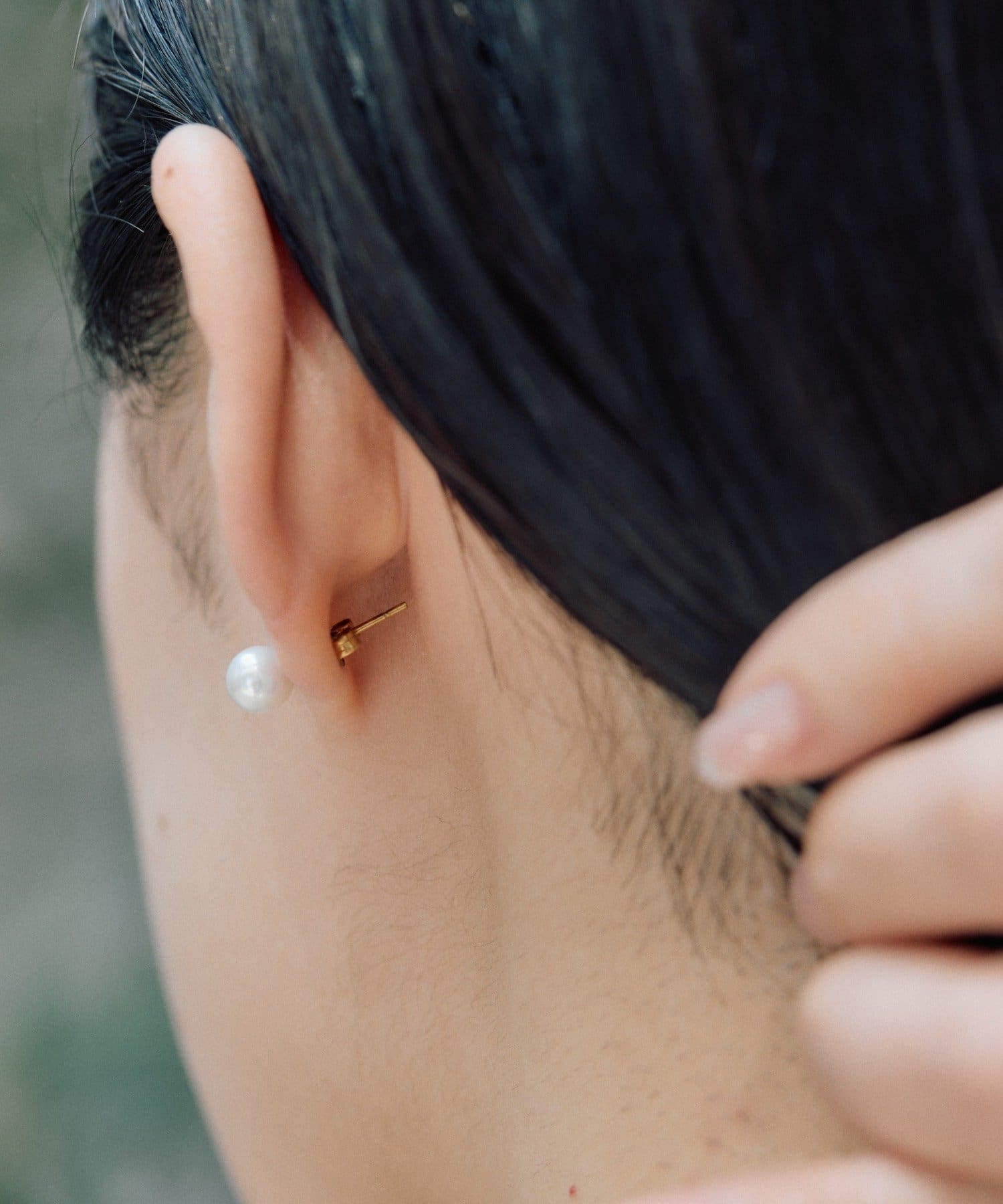 ear PAPILLONNER(イア パピヨネ) 《WEB限定/金属アレルギー対応/ステンレス》パール×スネークチェーンピアス
