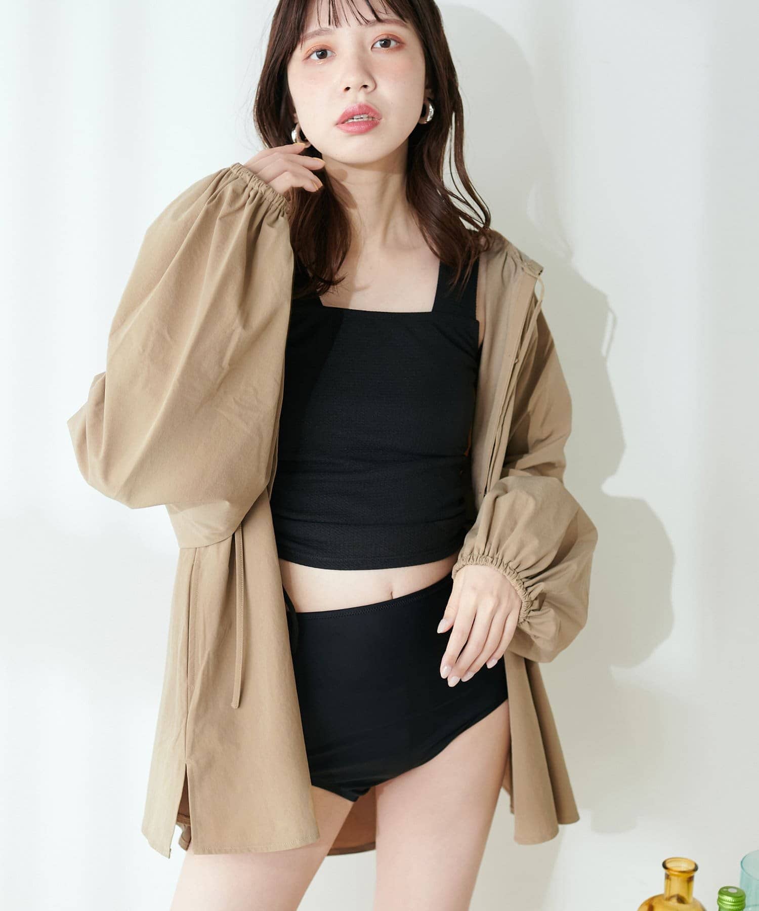 NICE CLAUP / OLIVE des OLIVE OUTLET(ナイスクラップ  / オリーブ デ オリーブ アウトレット) 【natural couture】＜ラッシュガード＞フード付きラッシュガード