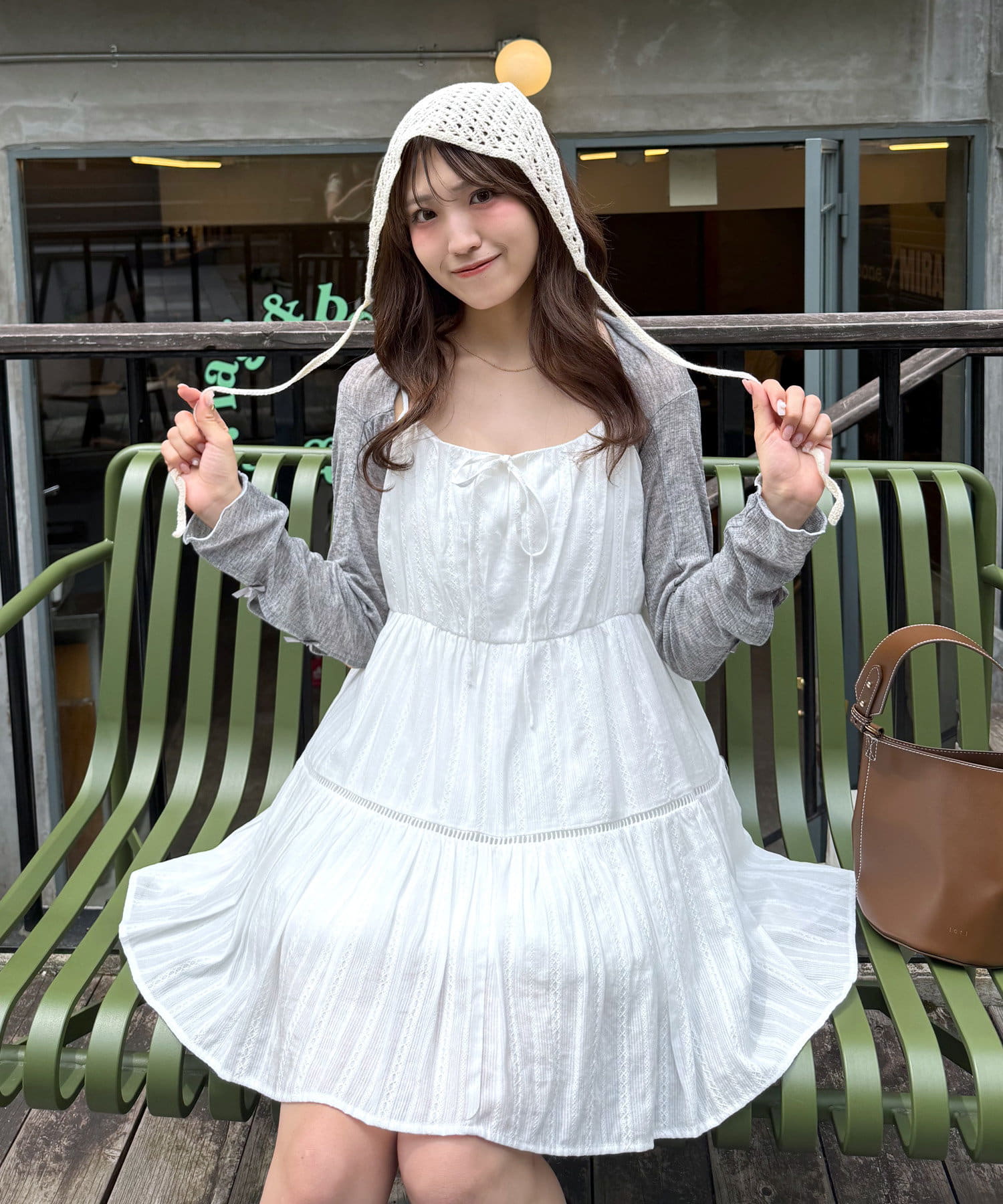 mline(エムライン) クロップドリボンカーデ