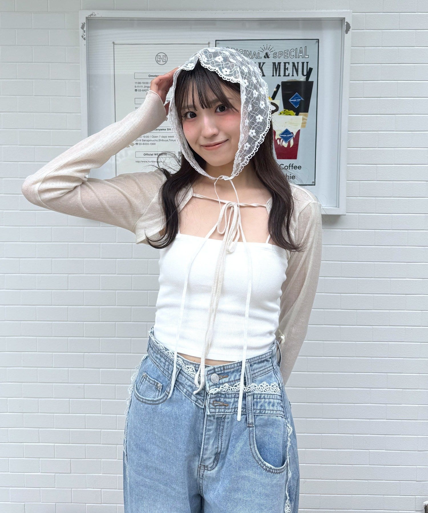 mline(エムライン) クロップドリボンカーデ