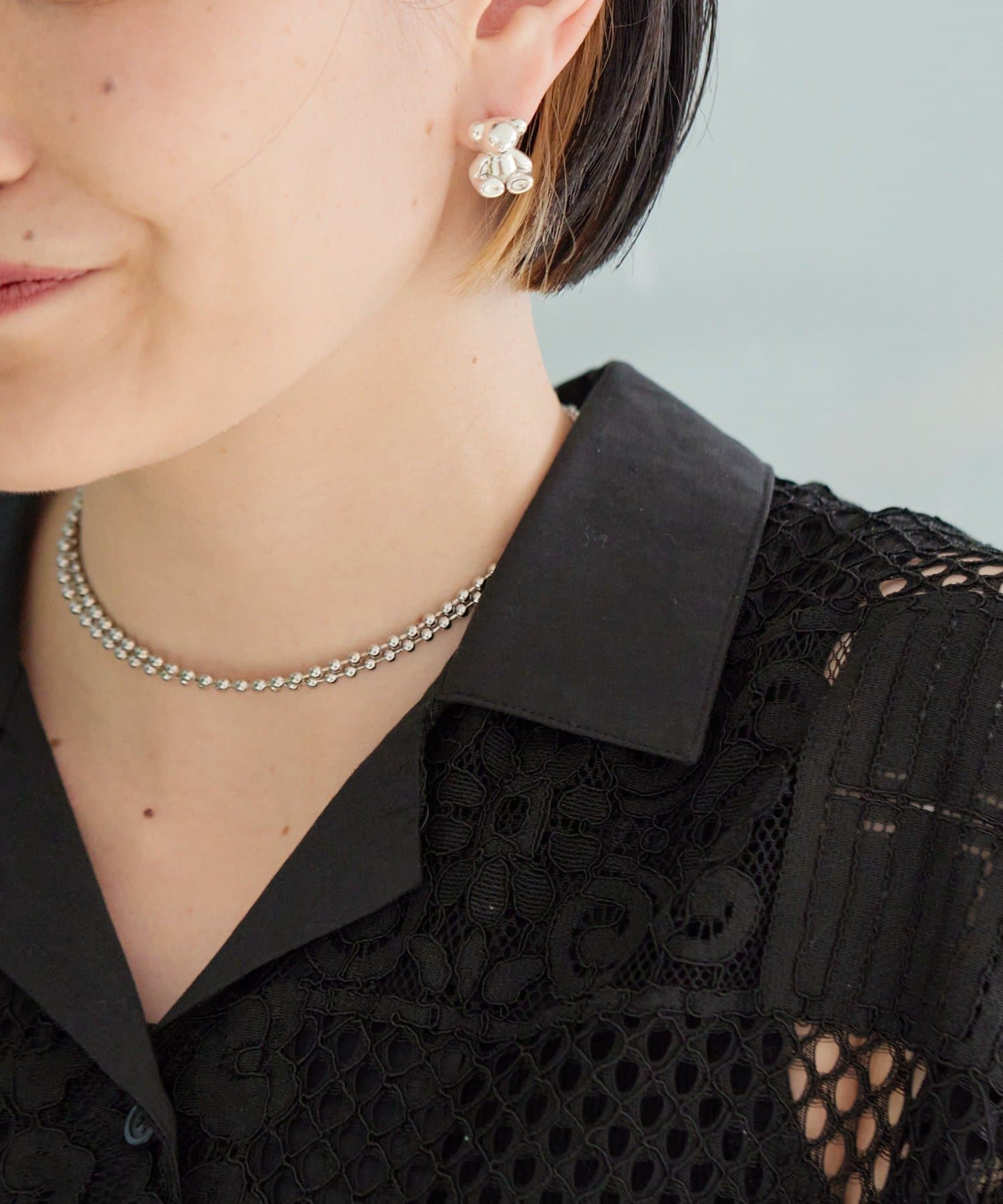 ear PAPILLONNER(イア パピヨネ) 《WEB＆一部店舗限定/スターリングシルバー使用》》おすわりくまさんピアス