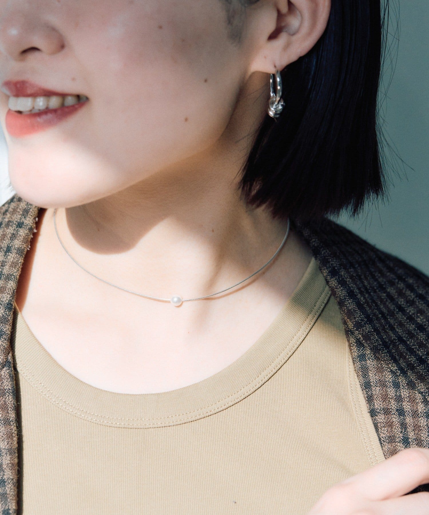 ear PAPILLONNER(イア パピヨネ) 《スターリングシルバー使用》ひと粒チョーカーネックレス